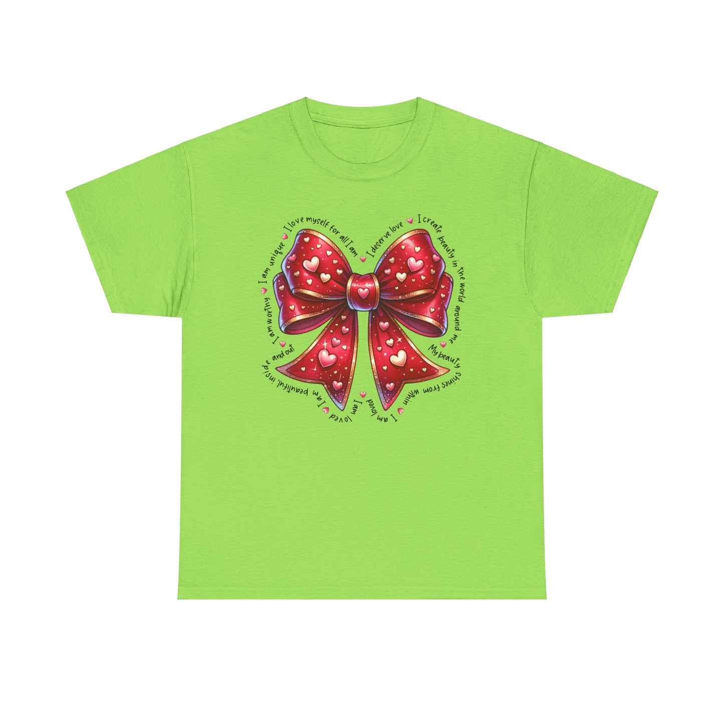 Bow Unisex Heavy Cotton Tee - Valentine's Day, Fun and Inspiring Girly Design