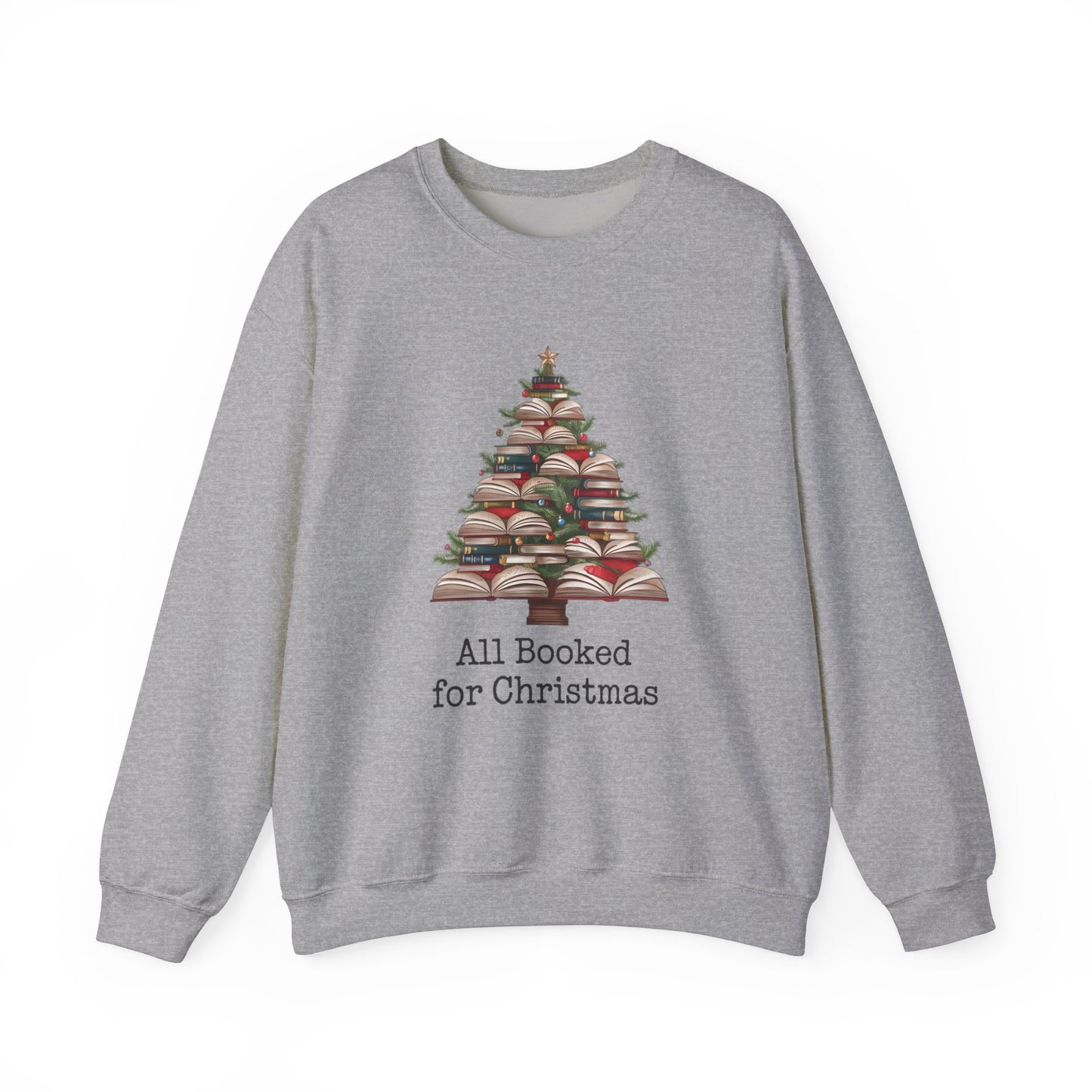 All Booked for Christmas, Book Christmas Tree, Unisex Heavy Blend Crewneck Sweatshirt - size S - 5X