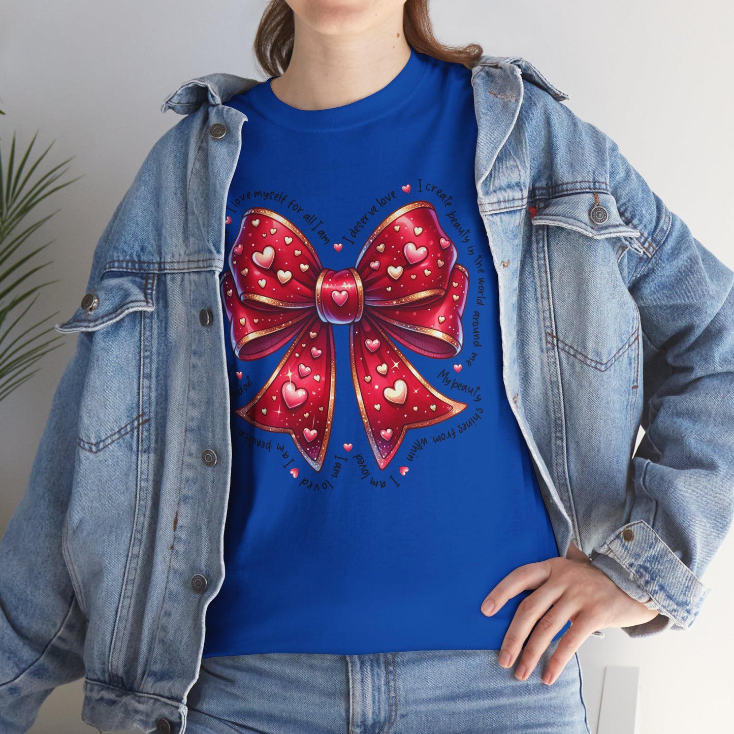 Bow Unisex Heavy Cotton Tee - Valentine's Day, Fun and Inspiring Girly Design