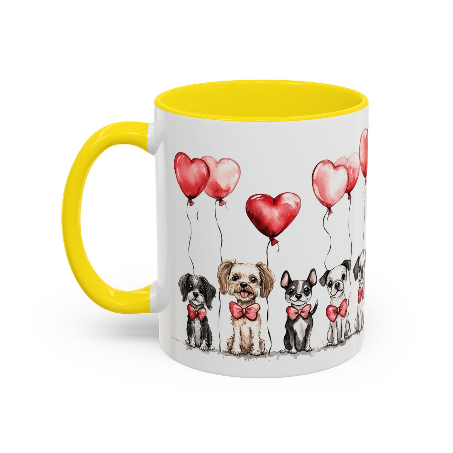 Coffee Mug - Puppy Love Valentine's Day, Cute Dogs and Heart Balloons, 11oz and 15oz, Ceramic