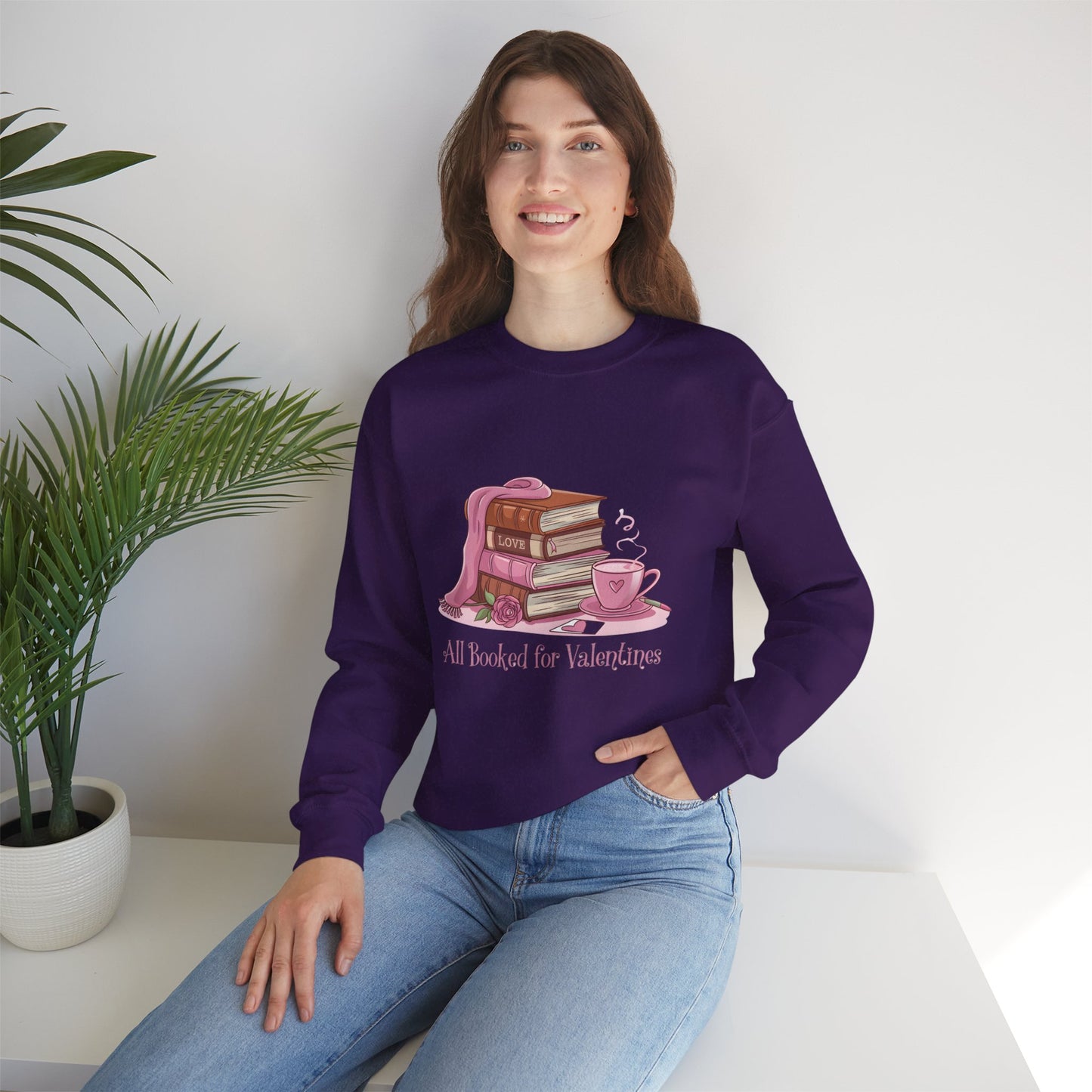 Valentine's Day Book Lover Crewneck Sweatshirt - S - 5X