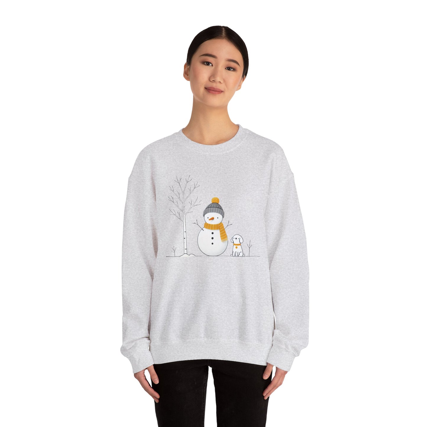 Snowman and Dog Winter Scene Unisex Heavy Blend™ Crewneck Sweatshirt - size S - 3X