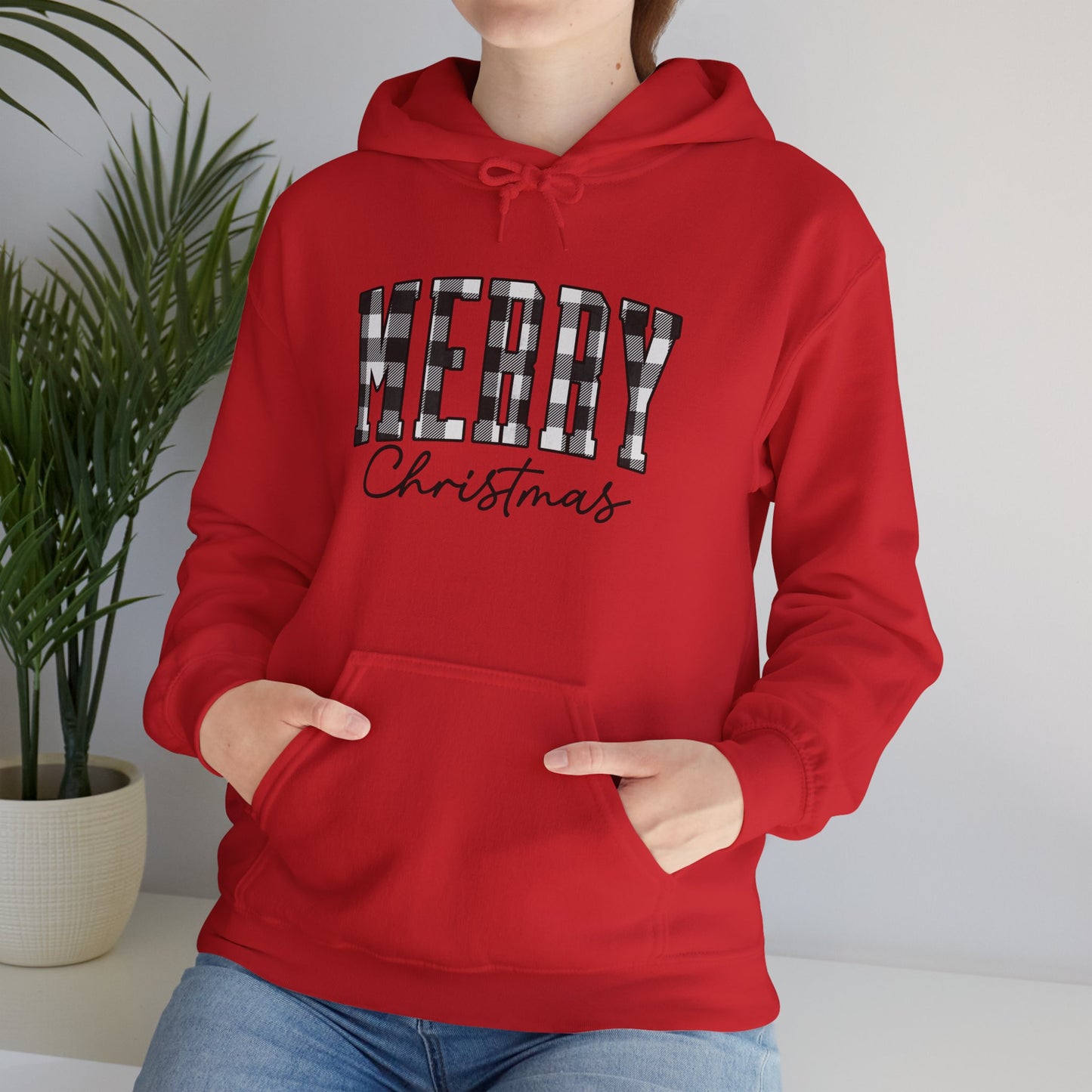 Buffalo Plaid Merry Christmas Unisex Heavy Blend™ Hooded Sweatshirt - size S - 3X