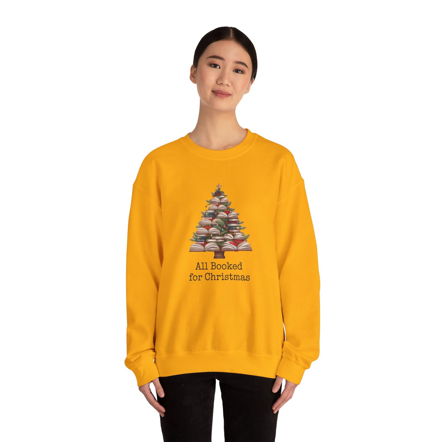 All Booked for Christmas, Book Christmas tree, Unisex Heavy Blend Crewneck Sweatshirt - sizes S - 3X
