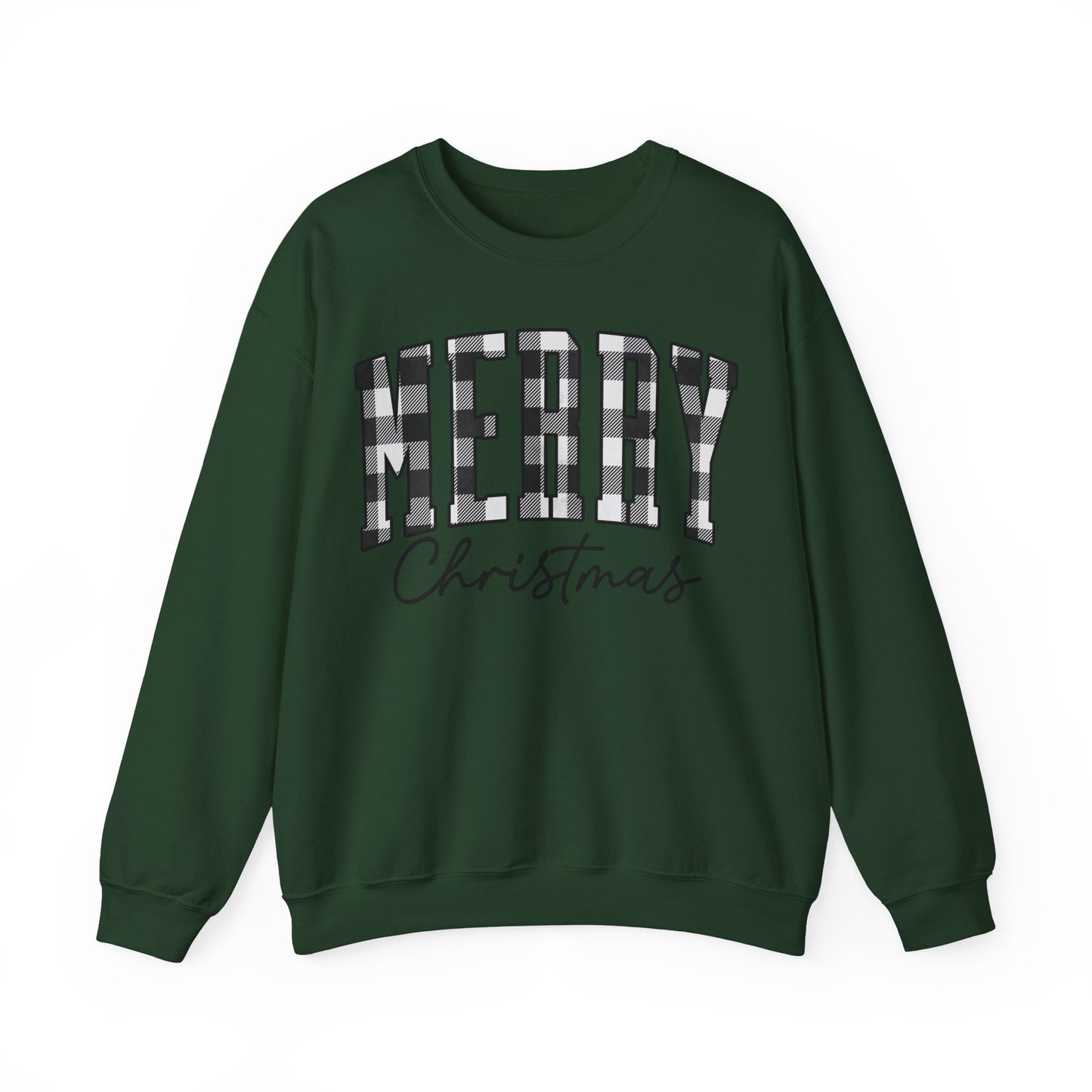 Buffalo Plaid Merry Christmas Unisex Heavy Blend Crewneck Sweatshirt