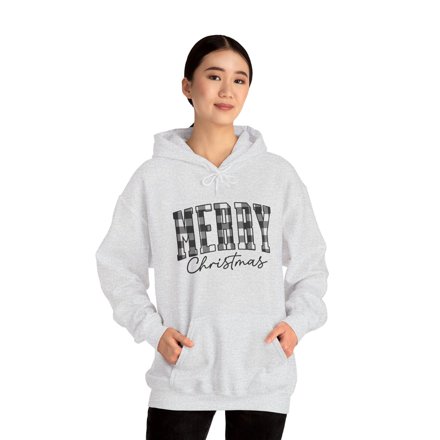 Buffalo Plaid Merry Christmas Unisex Heavy Blend™ Hooded Sweatshirt - size S - 3X