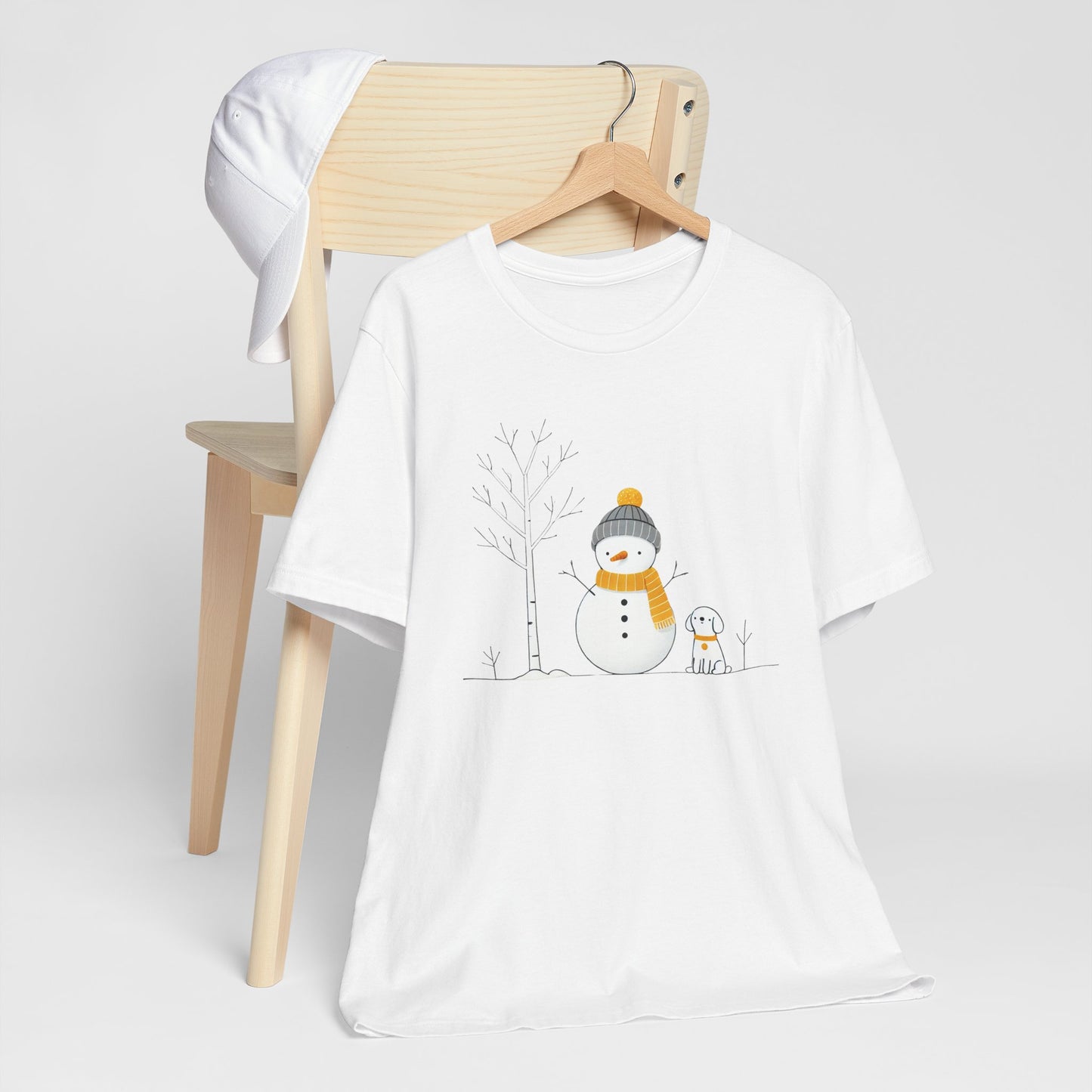 Snowman and dog winter scene Unisex Jersey Short Sleeve Tee - sizes S - 3X