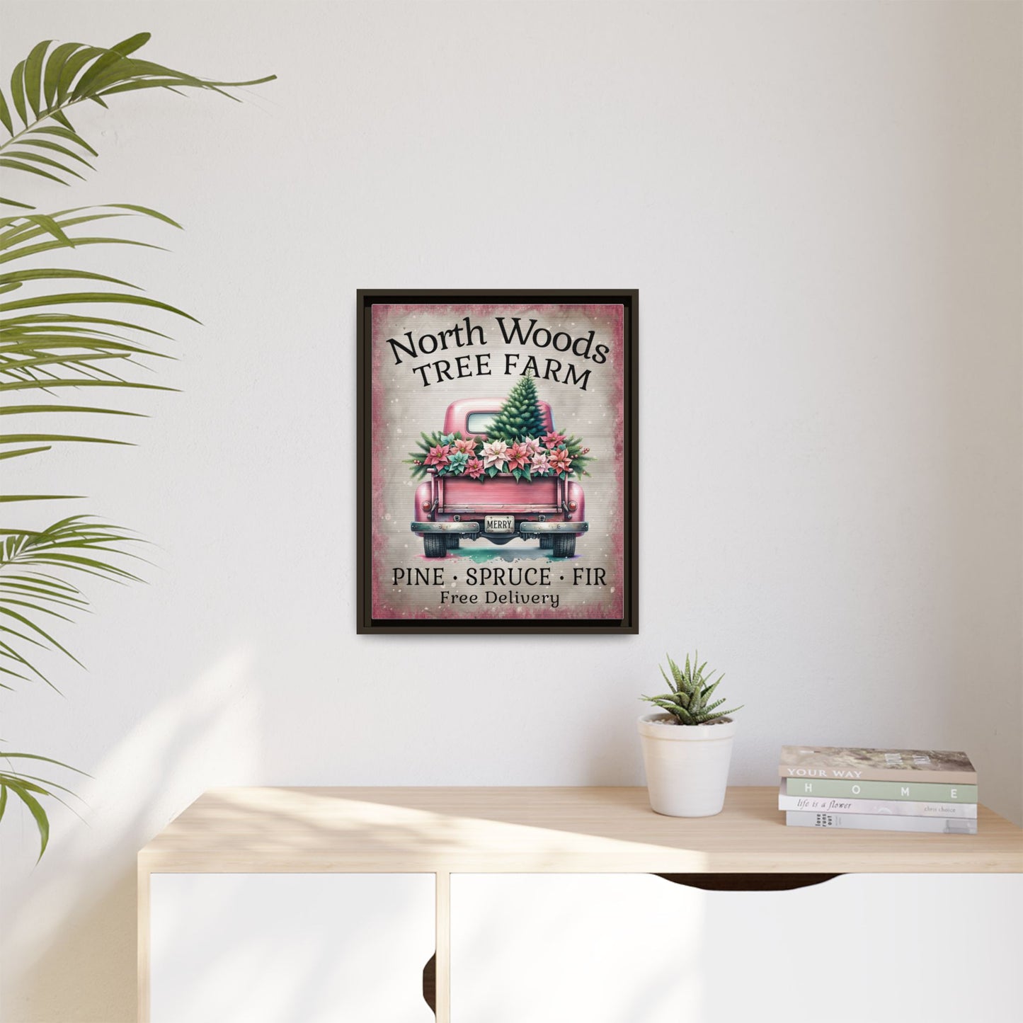North Woods Tree Farm Matte Canvas, Framed (Multi-color)