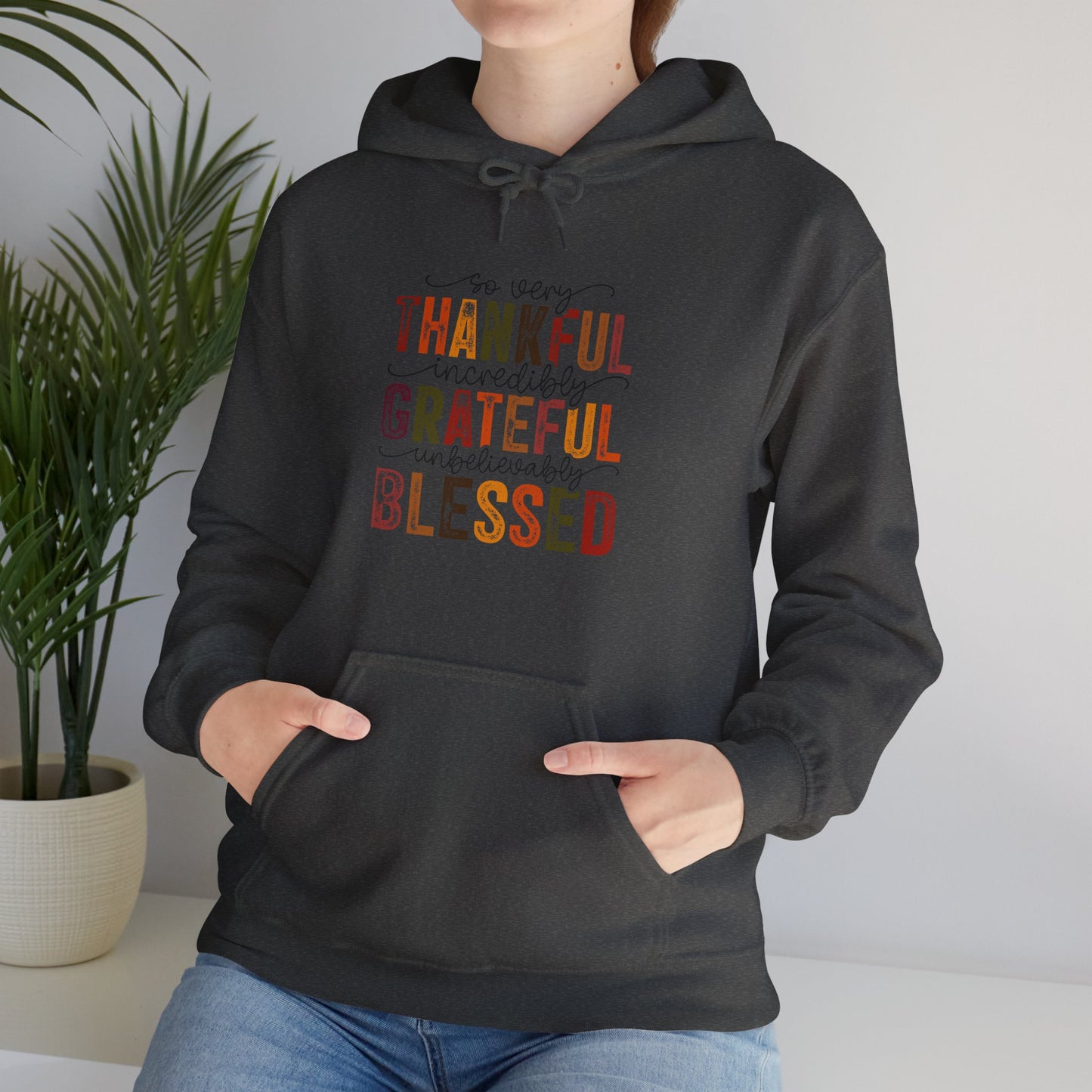 Thankful, Grateful, Blessed, Unisex Heavy Blend Hooded Sweatshirt