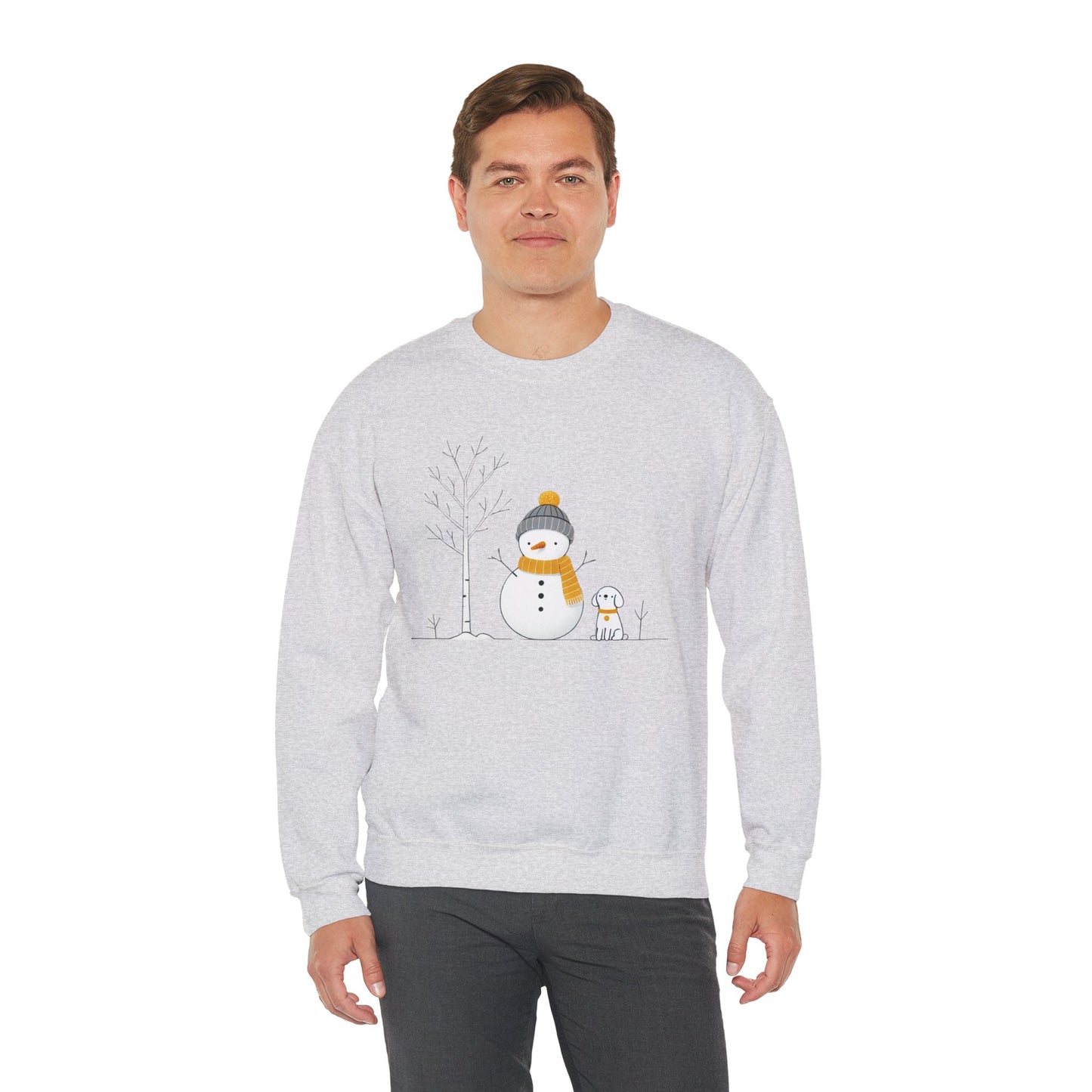 Snowman and Dog Winter Scene Unisex Heavy Blend™ Crewneck Sweatshirt - size S - 3X
