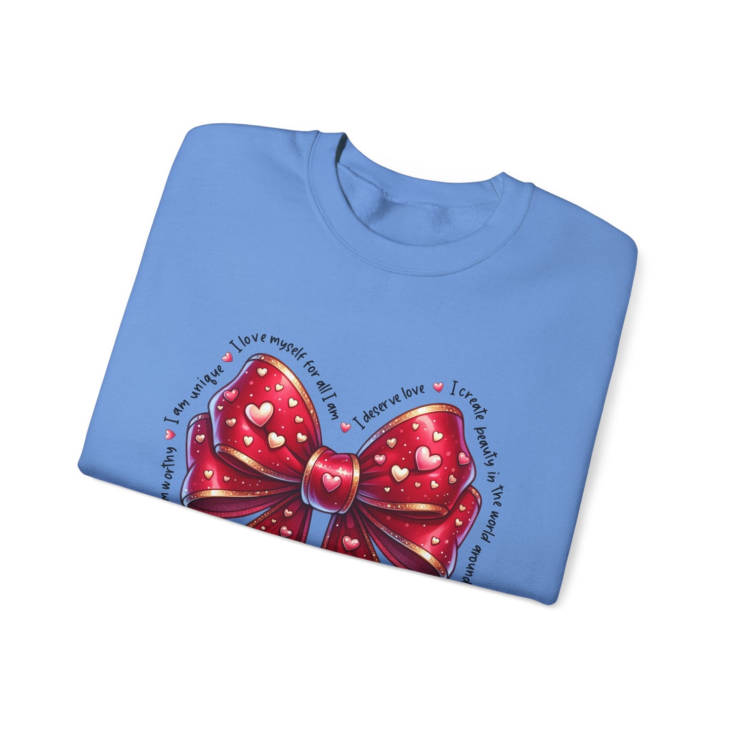 Bow Unisex Heavy Blend Crewneck Sweatshirt - Valentine's Day Warm & Cozy Girly Design