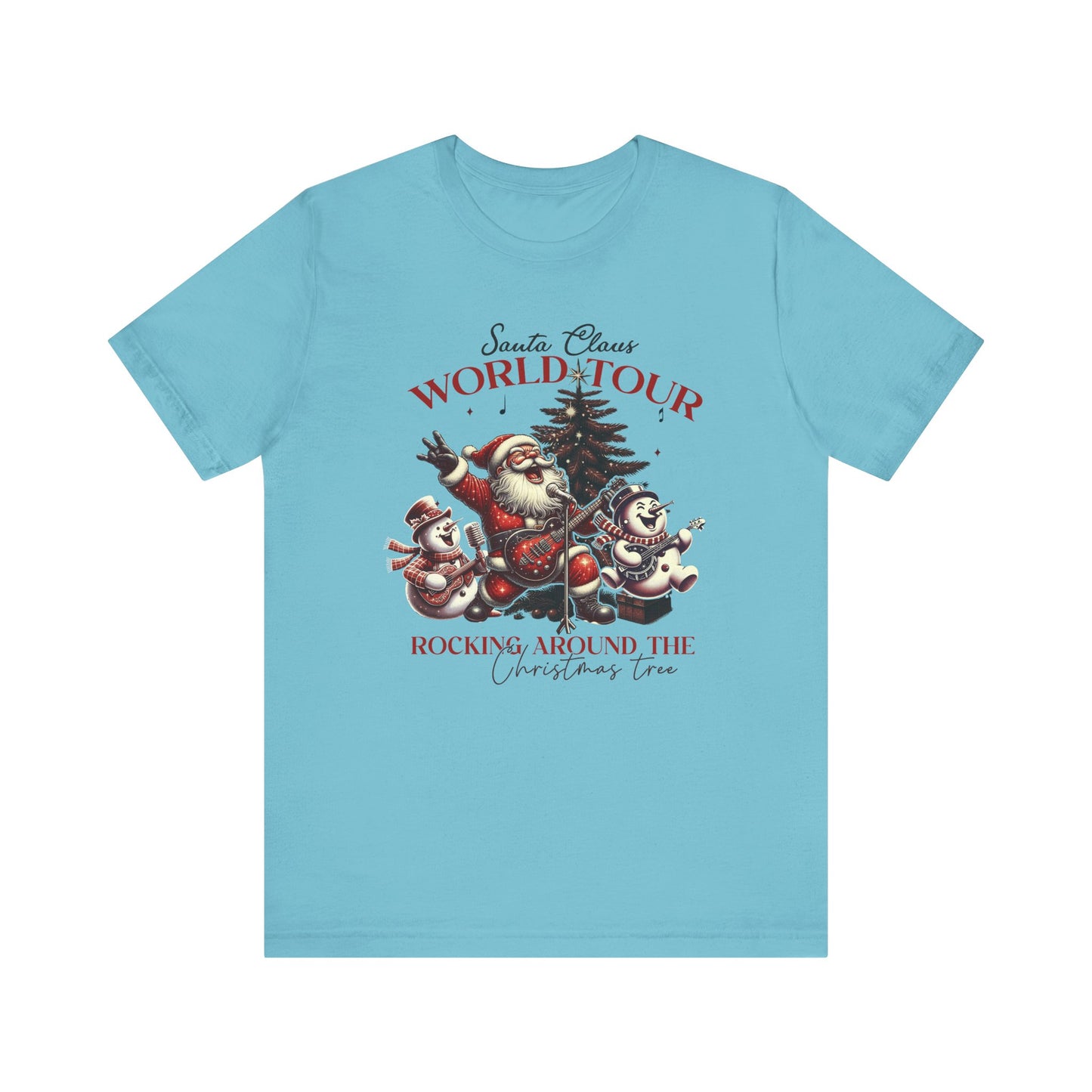 Santa Rocking Around the Christmas Tree Unisex Jersey Short Sleeve T-shirt - sizes S - 3X