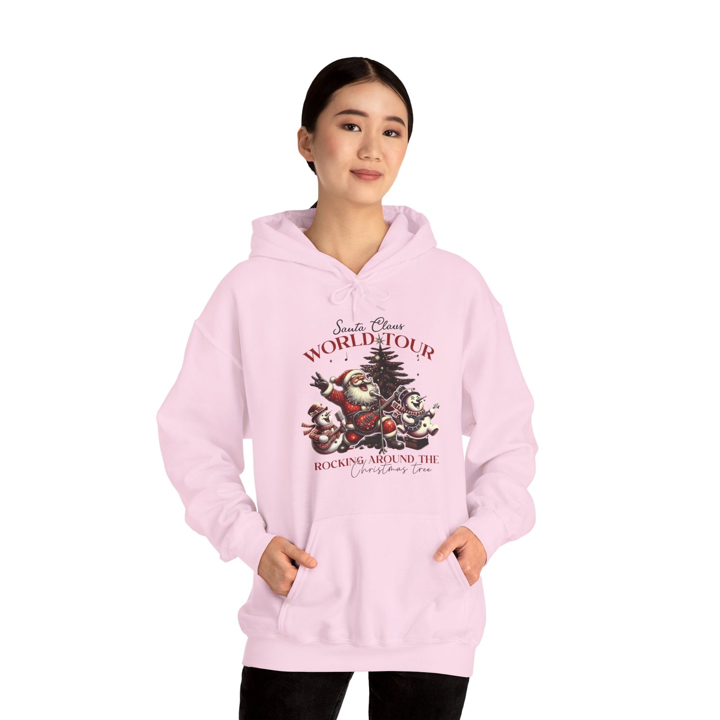 Santa Rocking Around the Christmas Tree Unisex Heavy Blend™ Hooded Sweatshirt - sizes S -3X