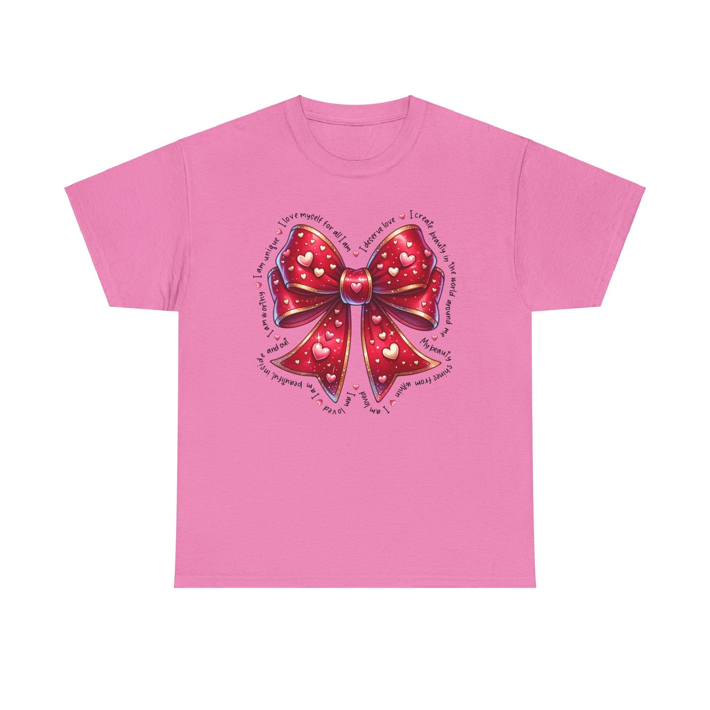 Bow Unisex Heavy Cotton Tee - Valentine's Day, Fun and Inspiring Girly Design