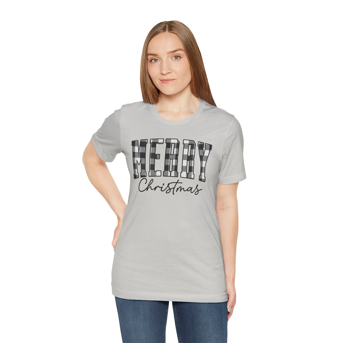Buffalo plaid Merry Christmas Unisex Jersey Short Sleeve Tee - sizes S - 3X