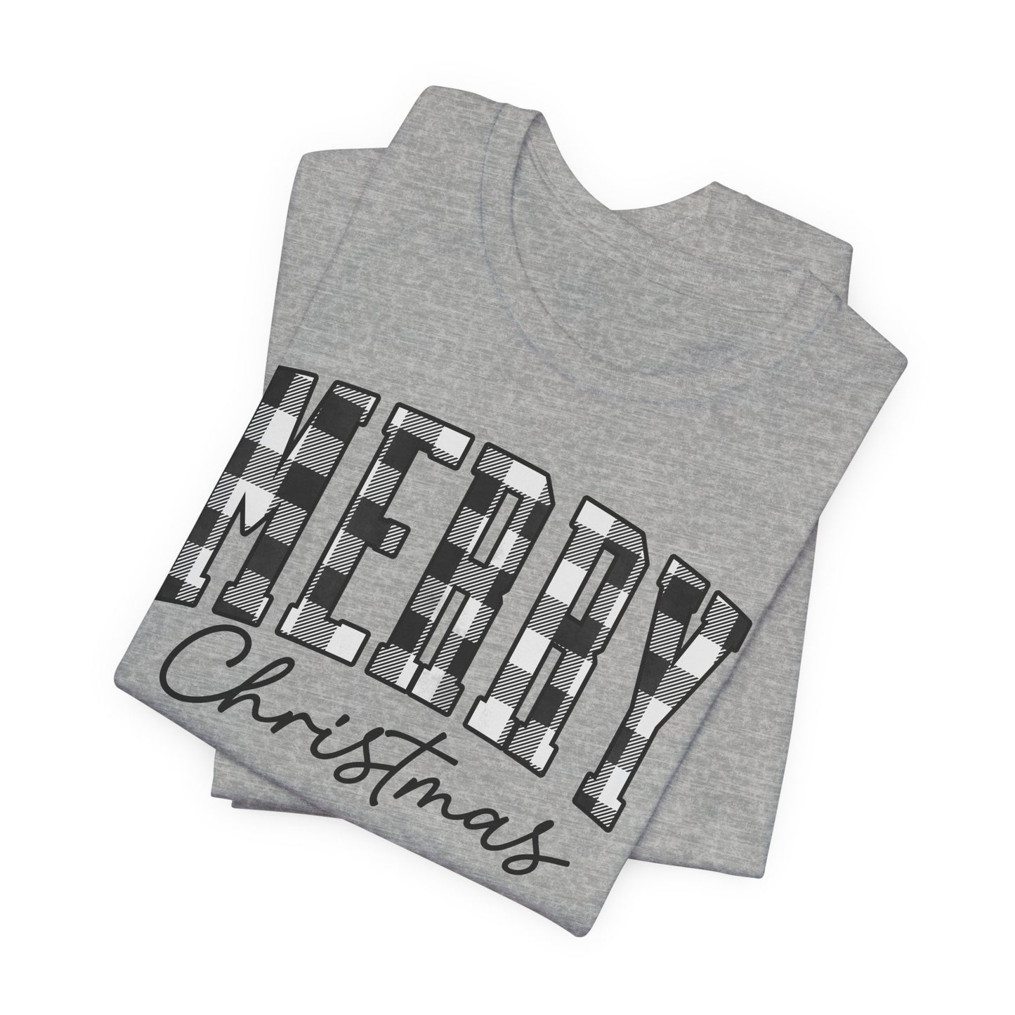 Buffalo plaid Merry Christmas Unisex Jersey Short Sleeve Tee - sizes S - 3X