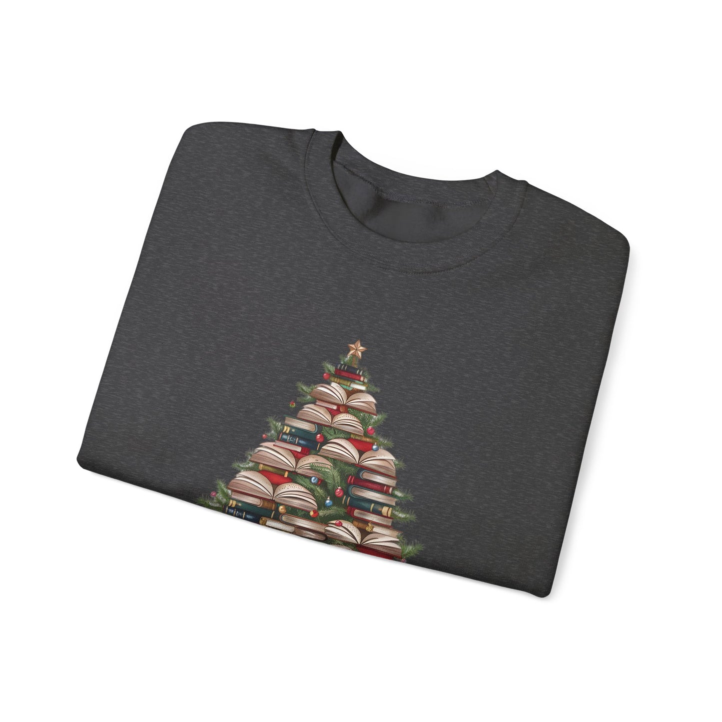 All Booked for Christmas, Book Christmas Tree, Unisex Heavy Blend Crewneck Sweatshirt - size S - 5X