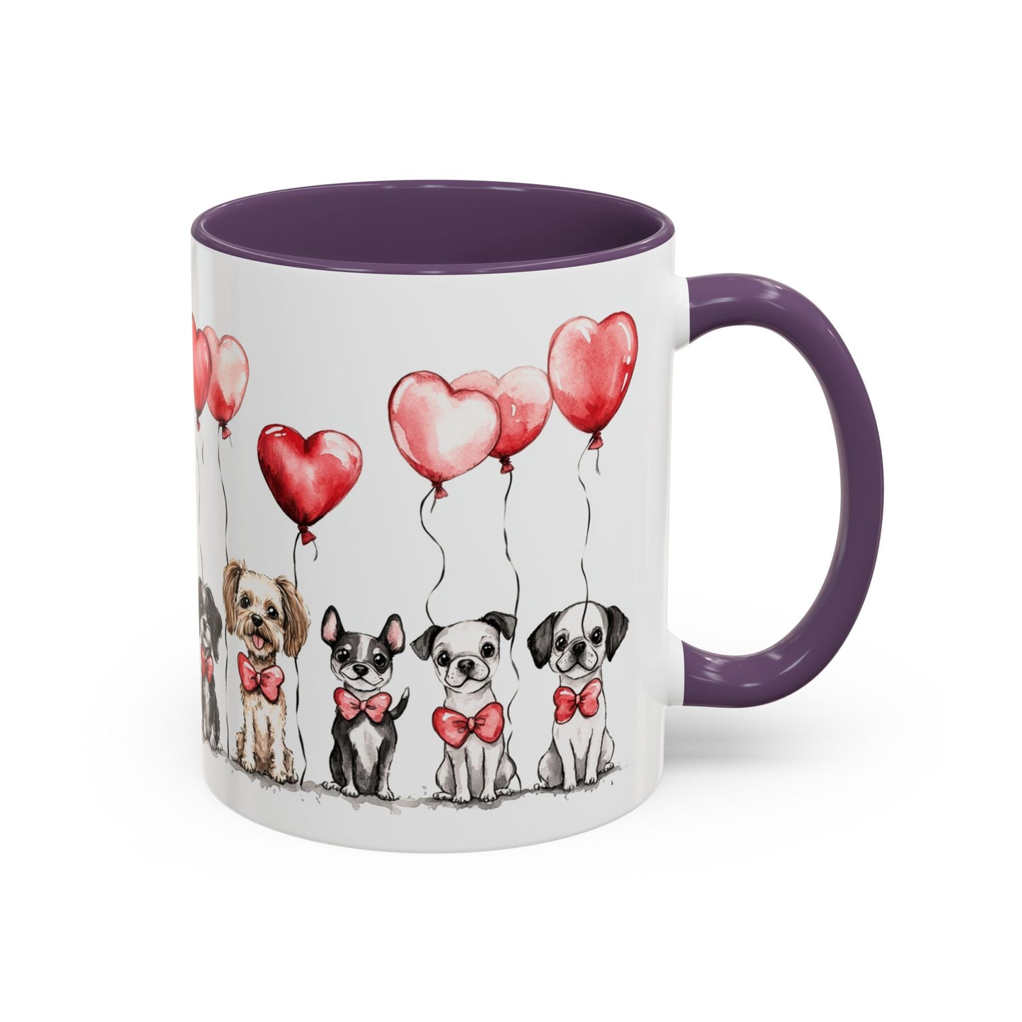 Coffee Mug - Puppy Love Valentine's Day, Cute Dogs and Heart Balloons, 11oz and 15oz, Ceramic