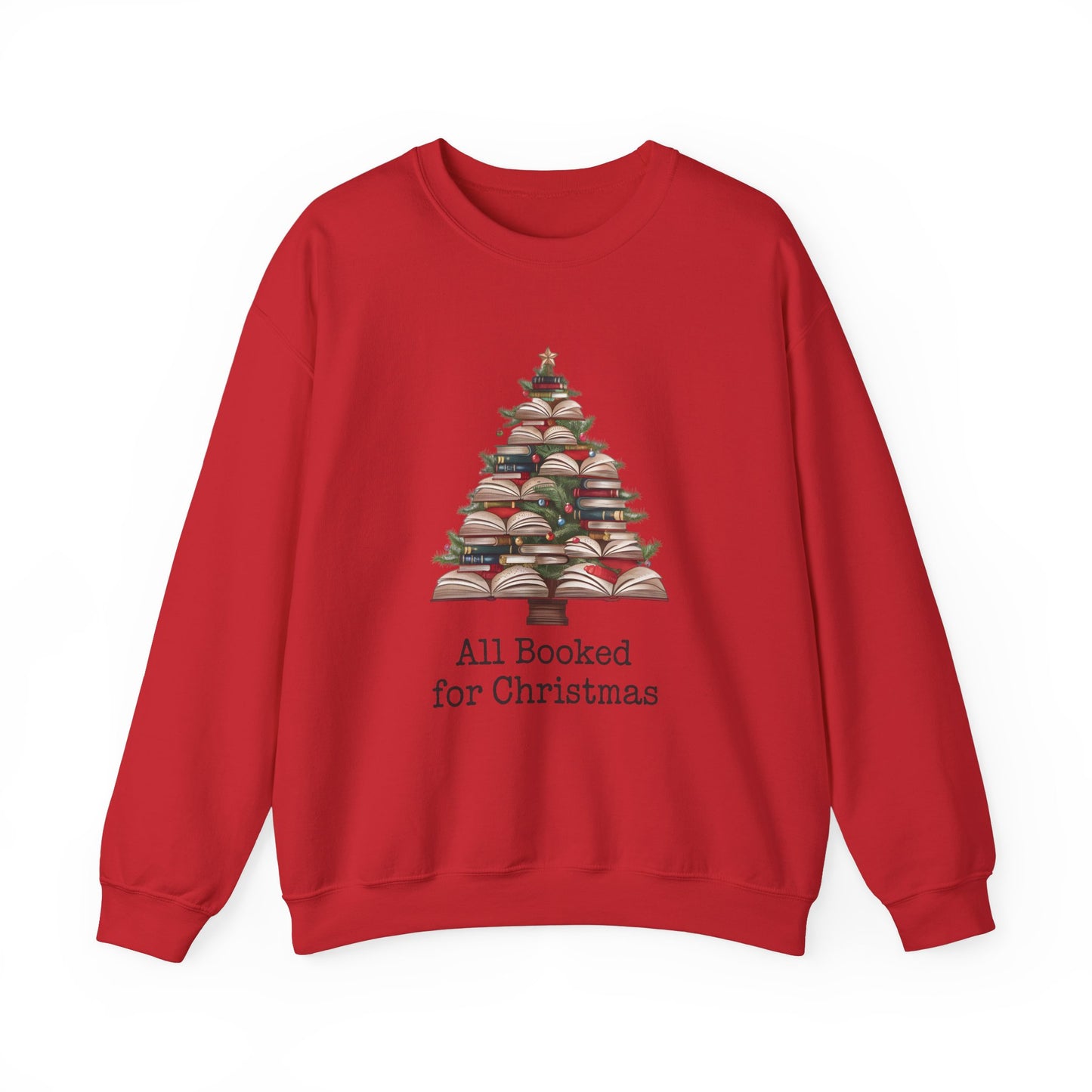 All Booked for Christmas, Book Christmas Tree, Unisex Heavy Blend Crewneck Sweatshirt - size S - 5X