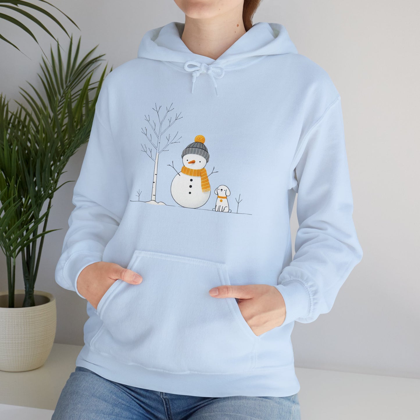Snowman and dog winter scene Unisex Heavy Blend™ Hooded Sweatshirt - sizes S - 3X