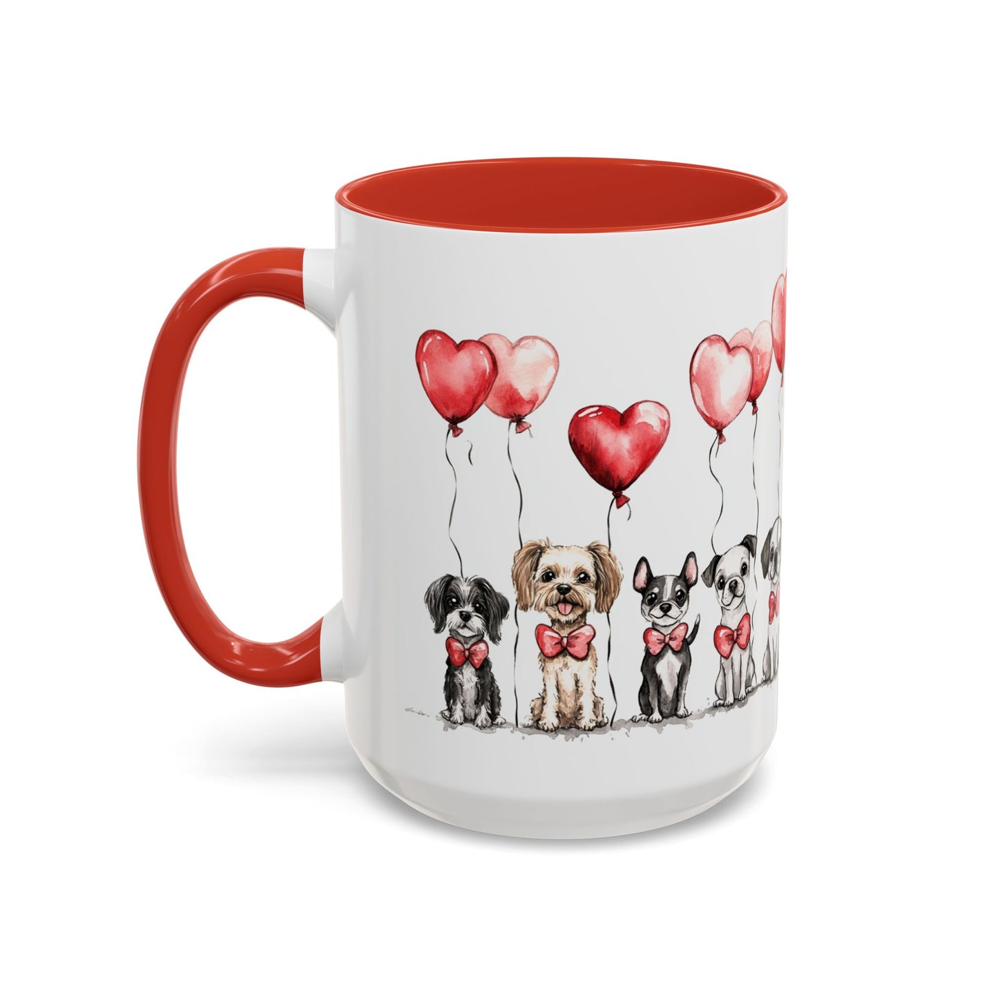Coffee Mug - Puppy Love Valentine's Day, Cute Dogs and Heart Balloons, 11oz and 15oz, Ceramic