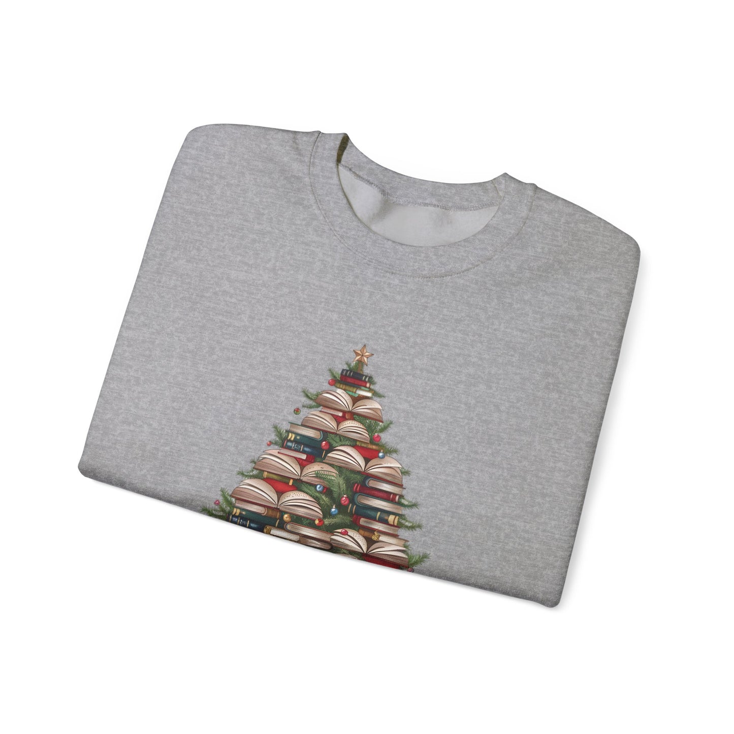 All Booked for Christmas, Book Christmas Tree, Unisex Heavy Blend Crewneck Sweatshirt - size S - 5X