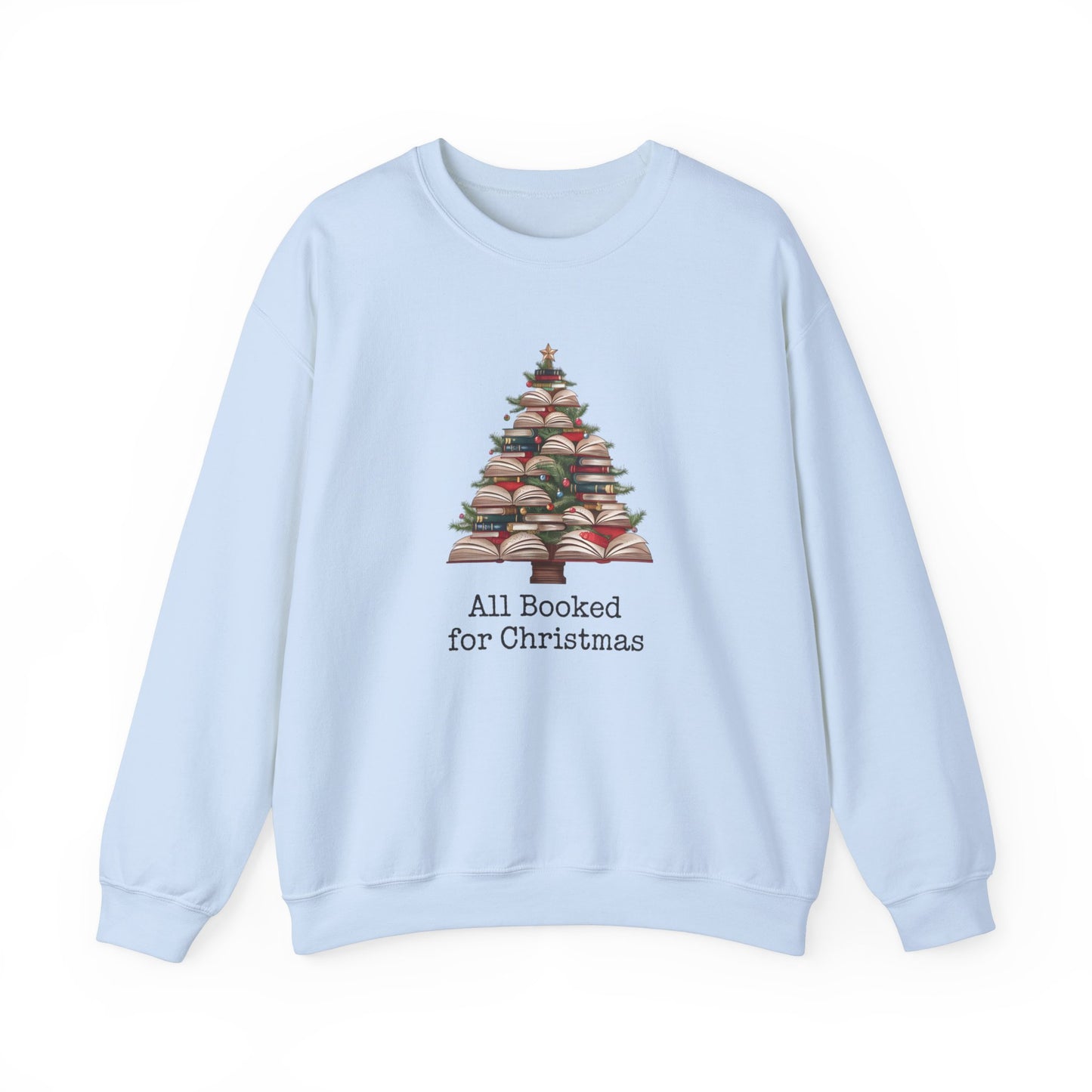 All Booked for Christmas, Book Christmas tree, Unisex Heavy Blend Crewneck Sweatshirt - sizes S - 3X