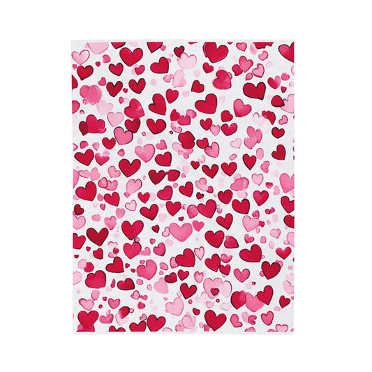 Hearts Pattern Velveteen Plush Blanket - 3 sizes