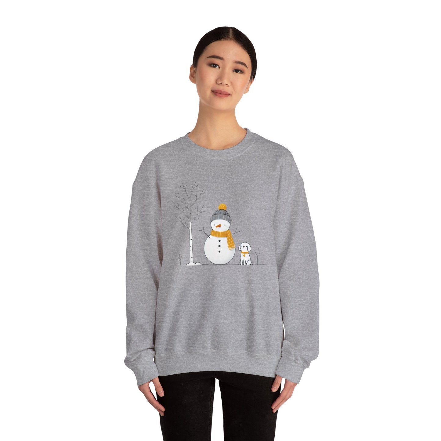 Snowman and Dog Winter Scene Unisex Heavy Blend™ Crewneck Sweatshirt - size S - 3X