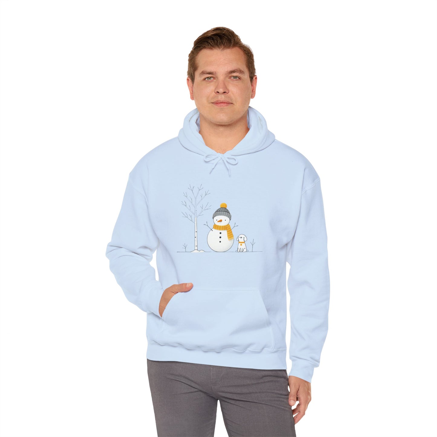 Snowman and dog winter scene Unisex Heavy Blend™ Hooded Sweatshirt - sizes S - 3X
