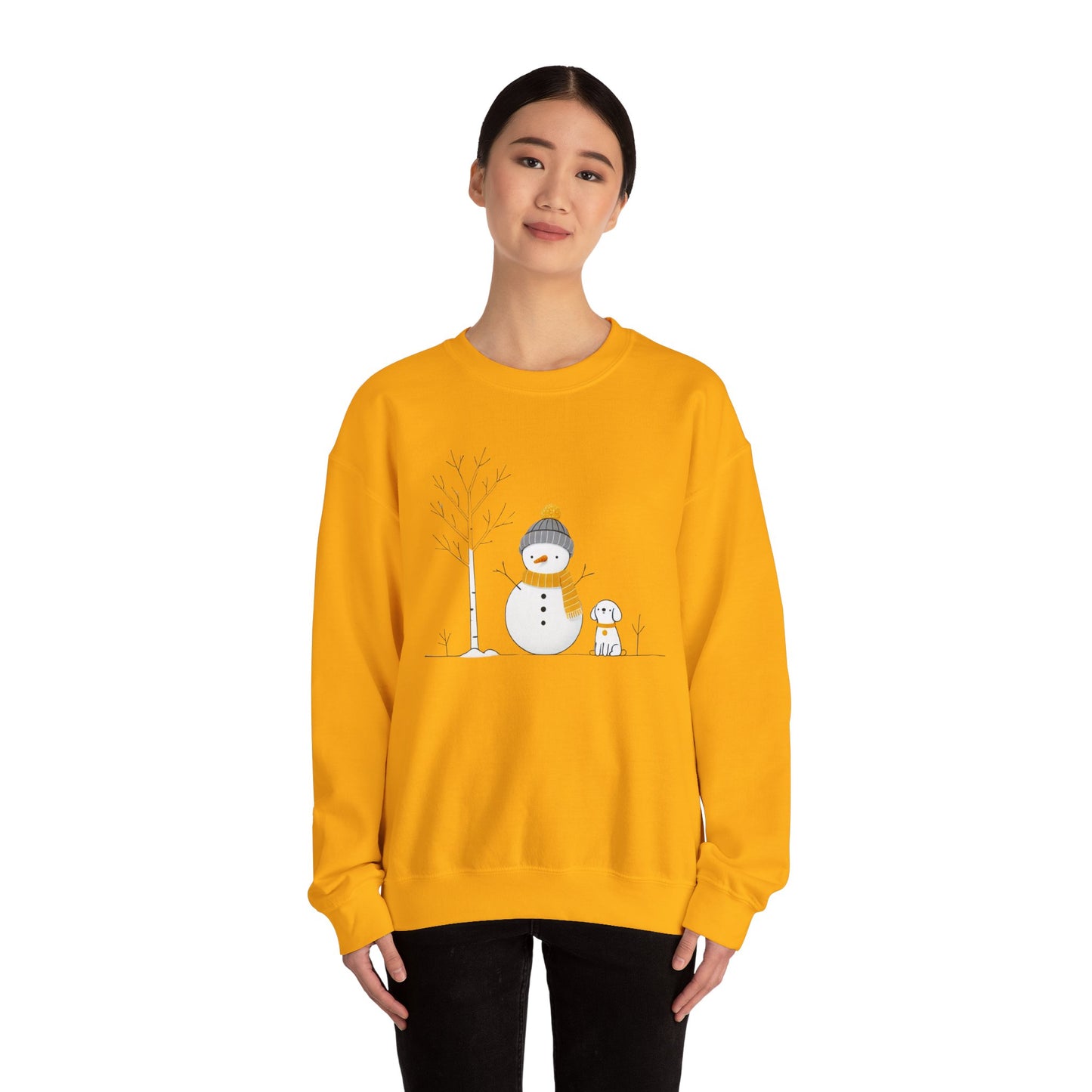 Snowman and Dog Winter Scene Unisex Heavy Blend™ Crewneck Sweatshirt - size S - 3X