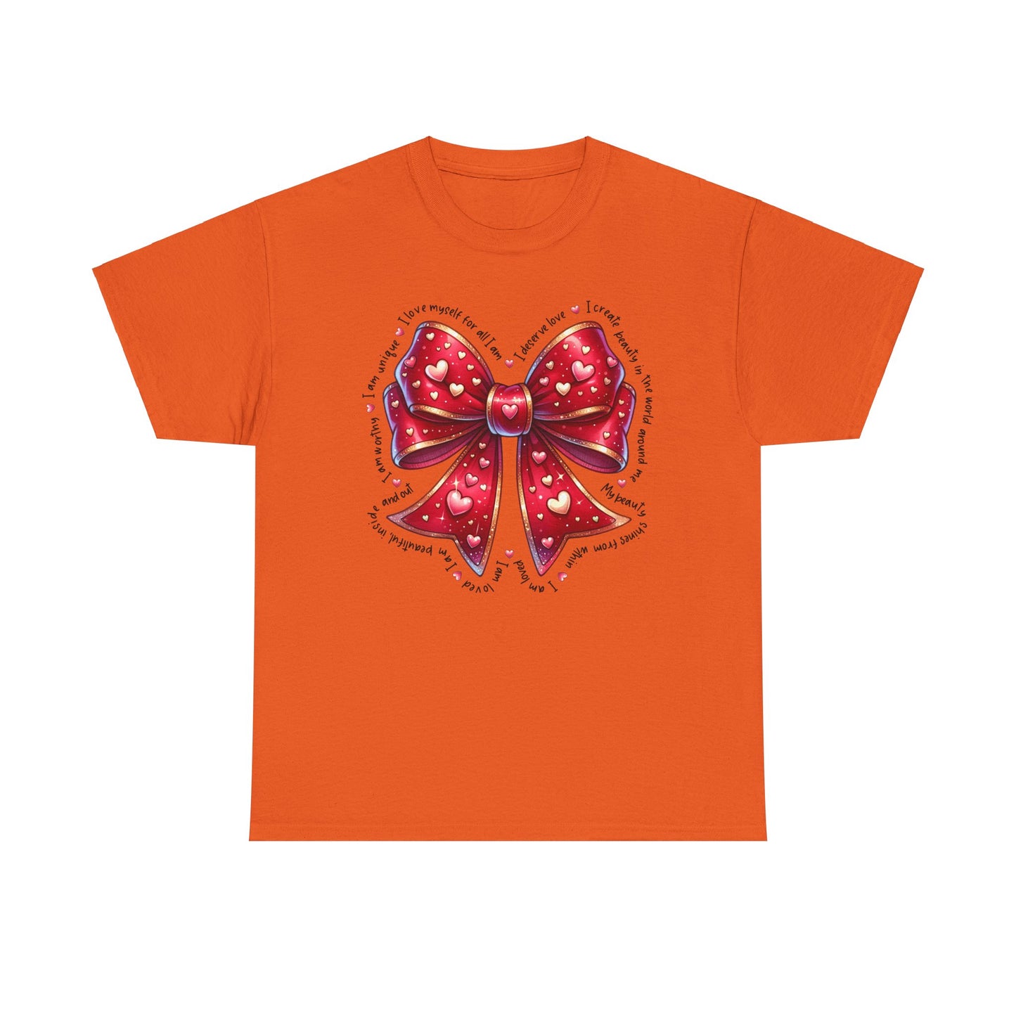 Bow Unisex Heavy Cotton Tee - Valentine's Day, Fun and Inspiring Girly Design