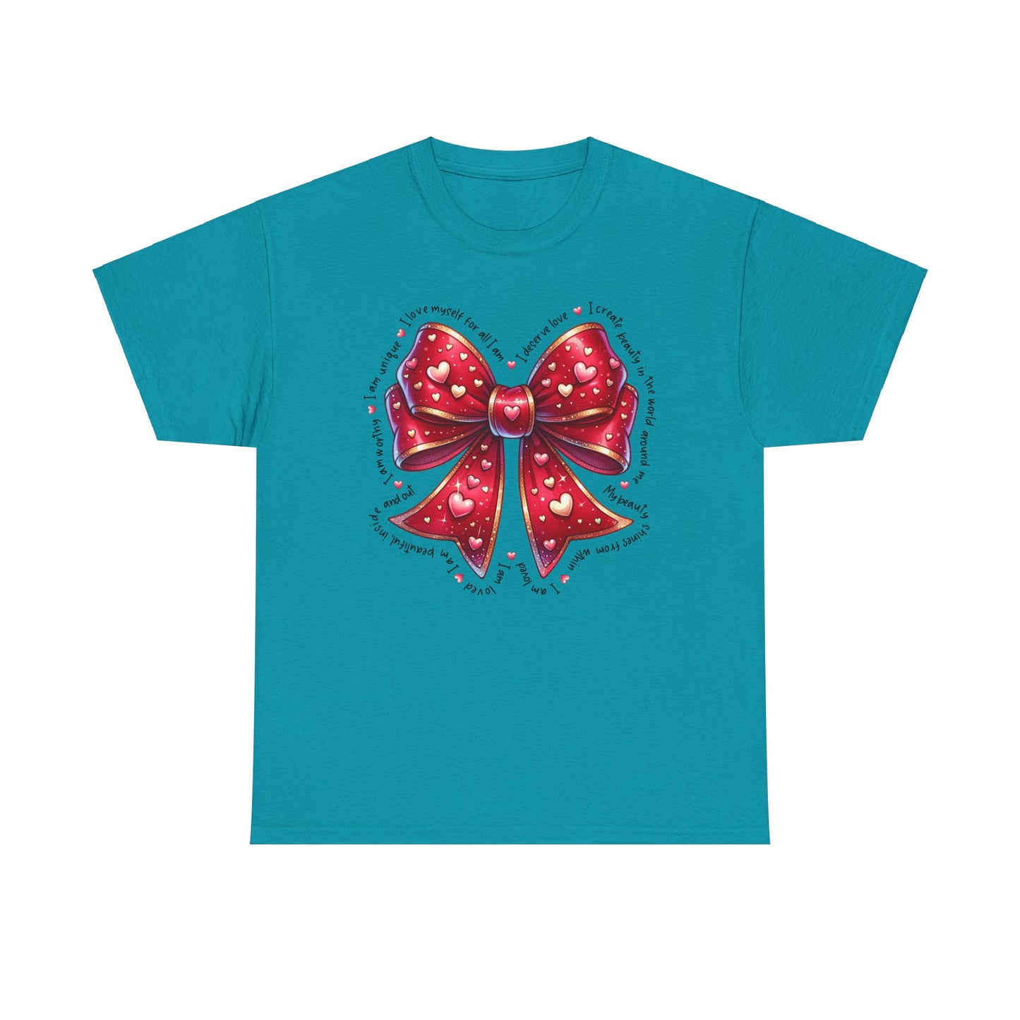 Bow Unisex Heavy Cotton Tee - Valentine's Day, Fun and Inspiring Girly Design