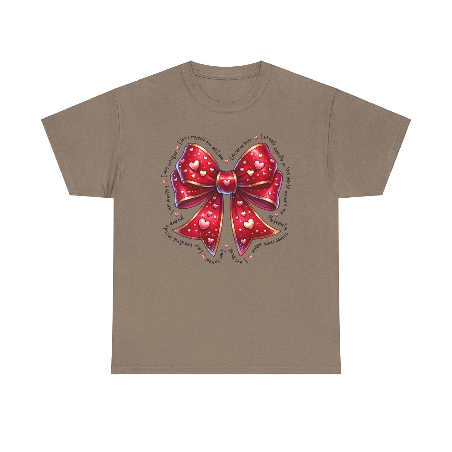 Bow Unisex Heavy Cotton Tee - Valentine's Day, Fun and Inspiring Girly Design