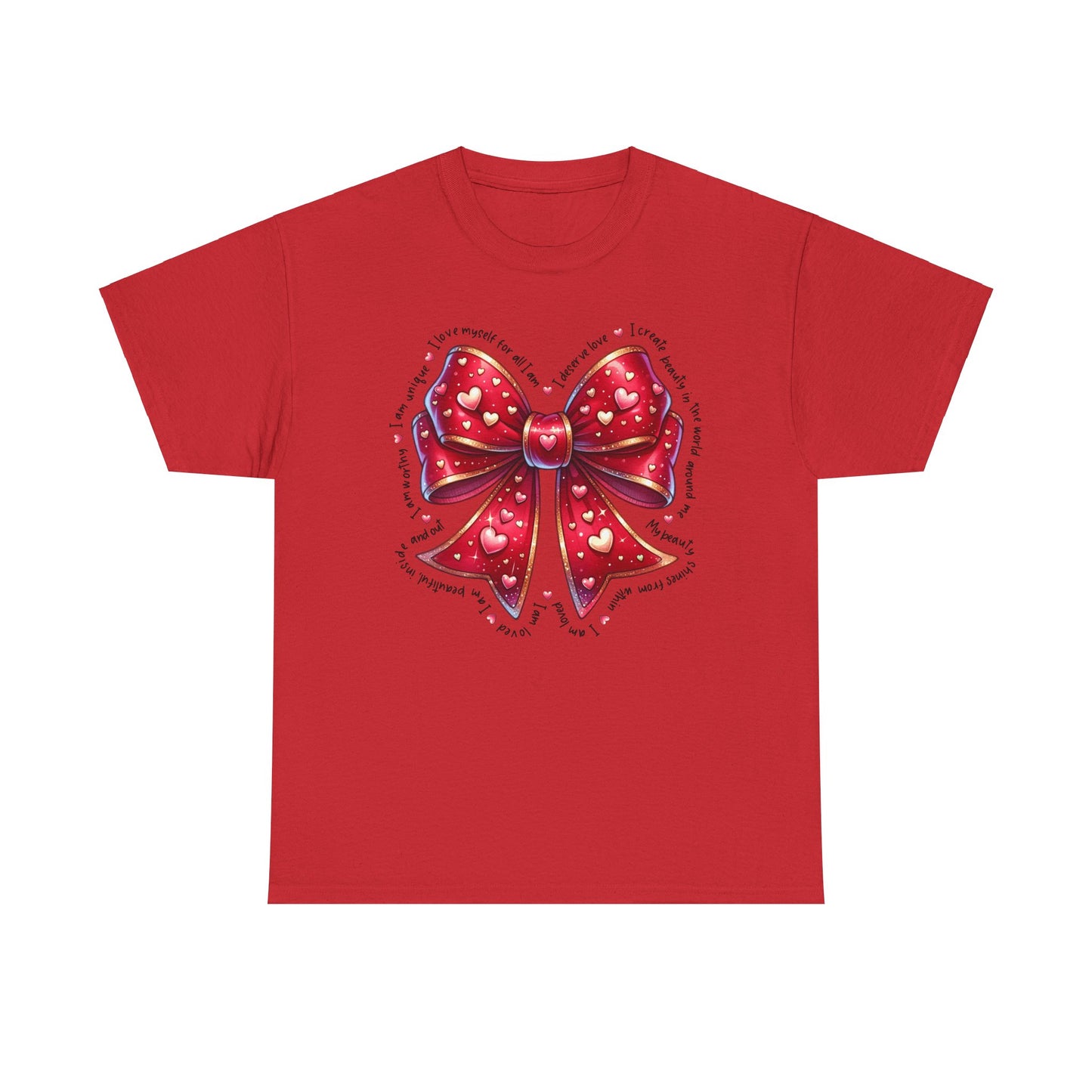 Bow Unisex Heavy Cotton Tee - Valentine's Day, Fun and Inspiring Girly Design