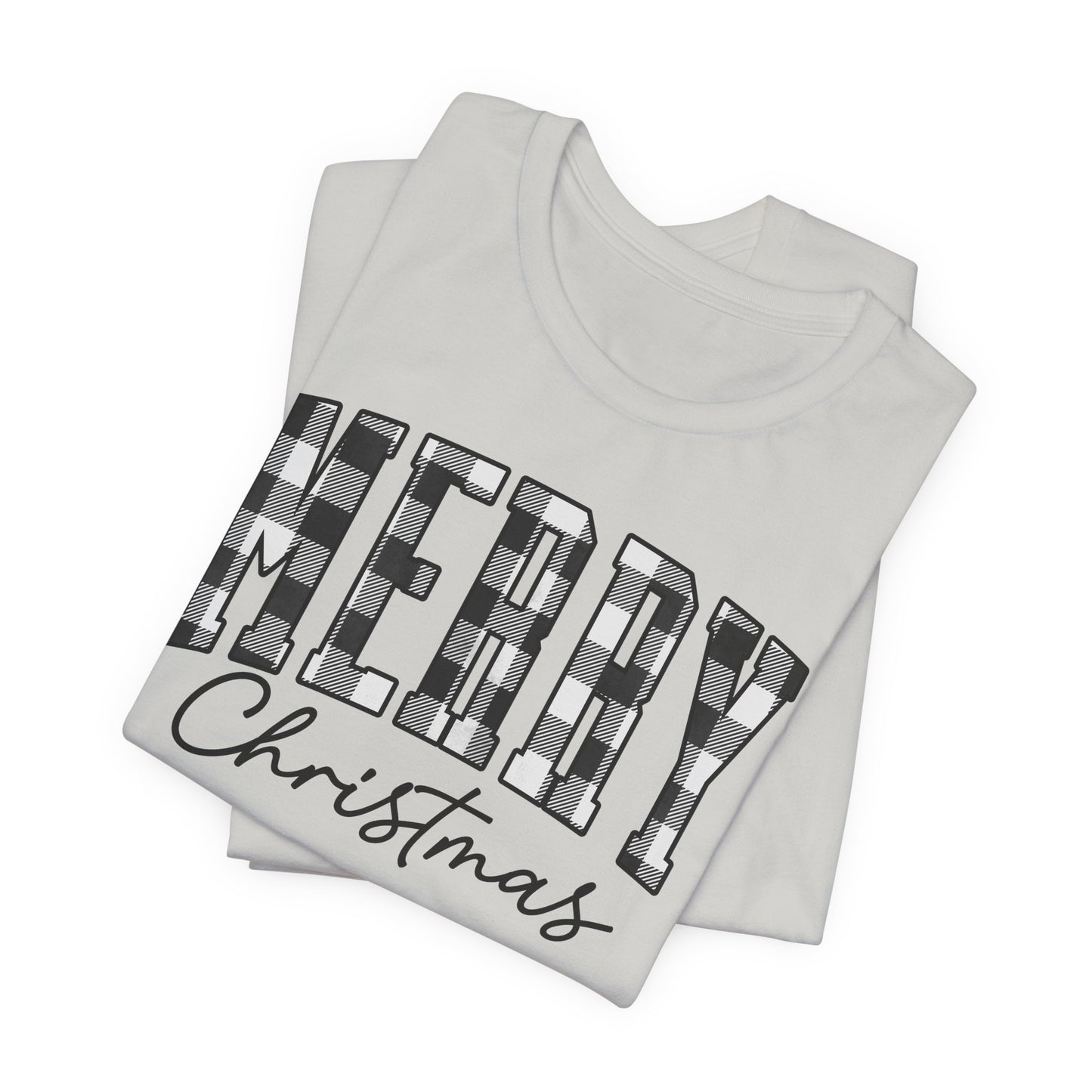 Buffalo plaid Merry Christmas Unisex Jersey Short Sleeve Tee - sizes S - 3X