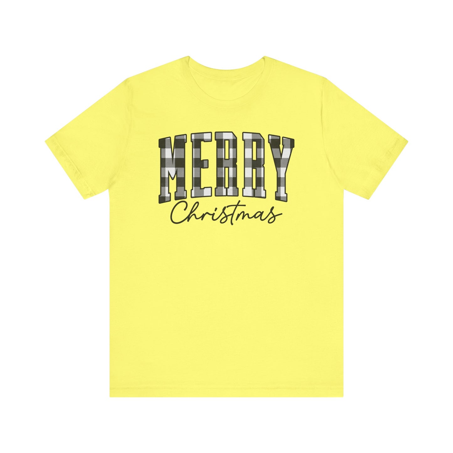 Buffalo plaid Merry Christmas Unisex Jersey Short Sleeve Tee - sizes S - 3X
