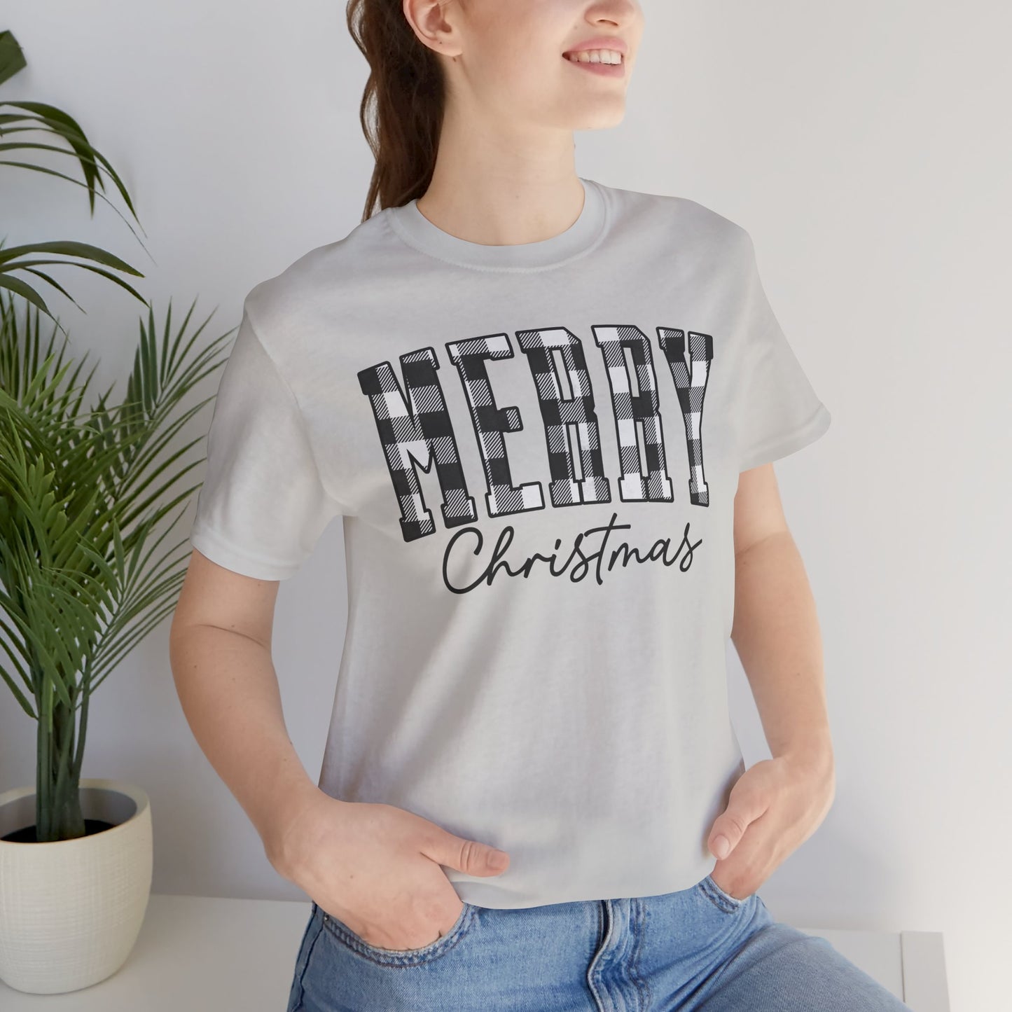 Buffalo plaid Merry Christmas Unisex Jersey Short Sleeve Tee - sizes S - 3X