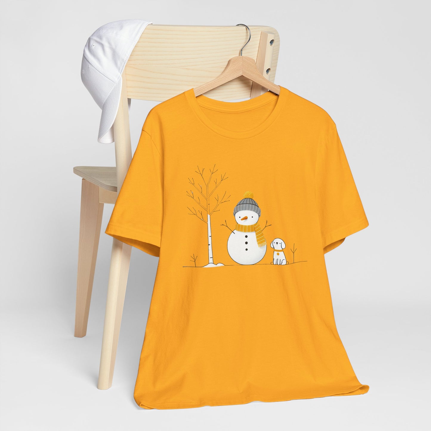 Snowman and dog winter scene Unisex Jersey Short Sleeve Tee - sizes S - 3X
