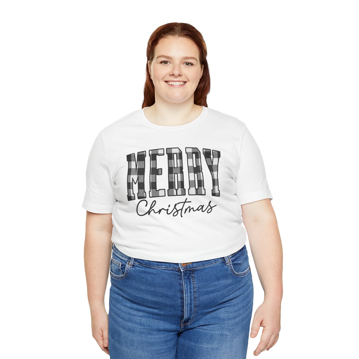 Buffalo plaid Merry Christmas Unisex Jersey Short Sleeve Tee - sizes S - 3X