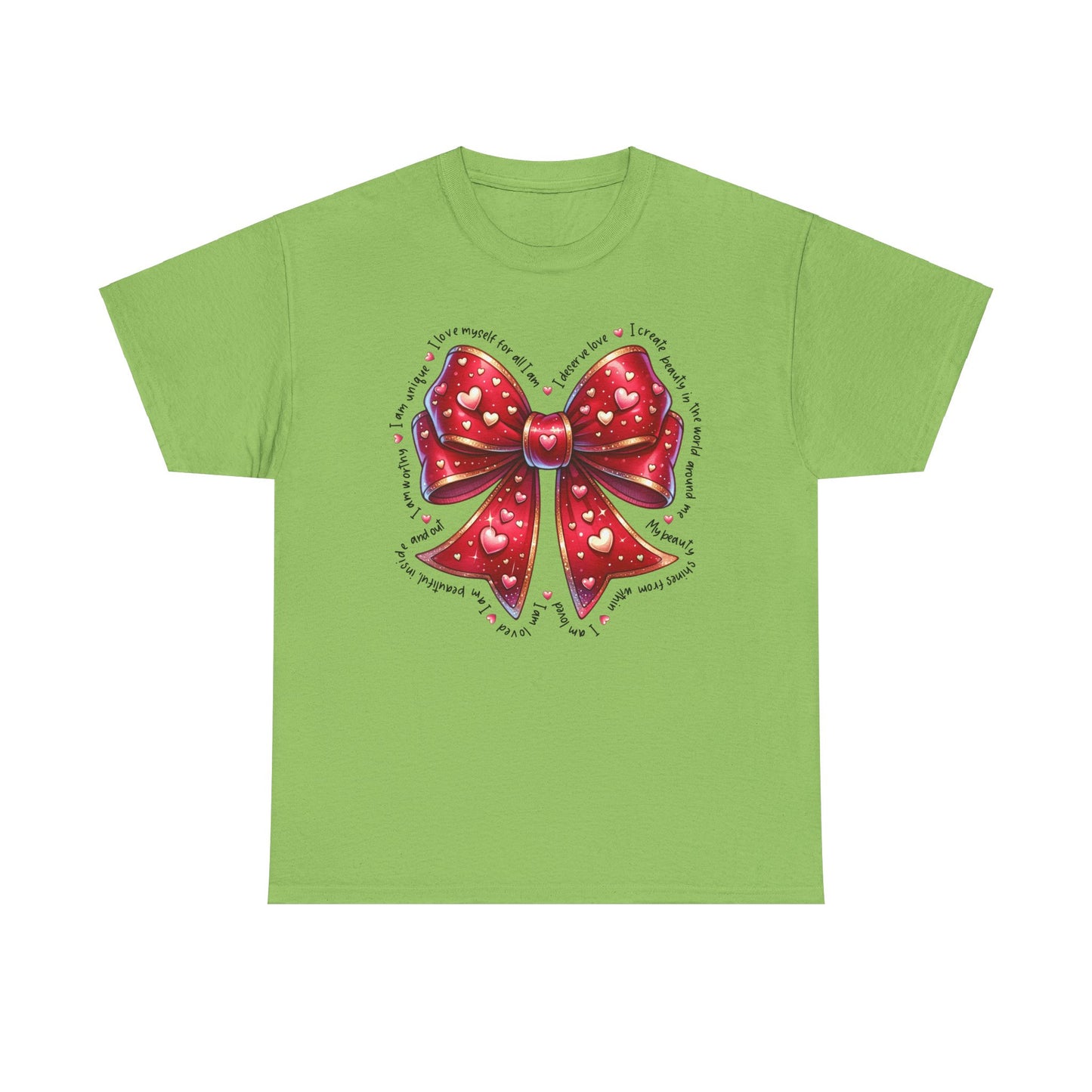 Bow Unisex Heavy Cotton Tee - Valentine's Day, Fun and Inspiring Girly Design