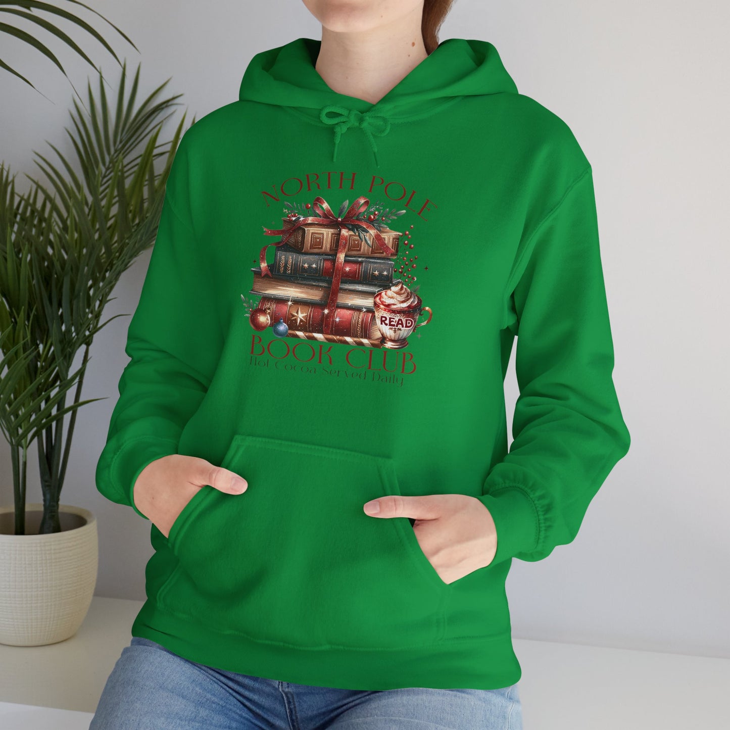 North Pole Book Club Heavy Blend Hoodie - Christmas Book Lover Festive Sweatshirt - sizes S - 5X