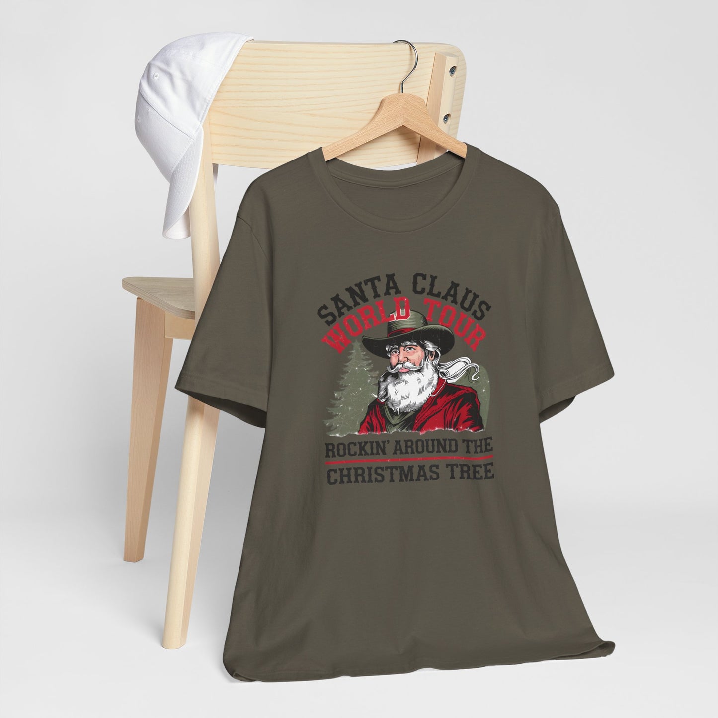 Santa's World Tour Rocking around the Christmas Tree Unisex Jersey Short Sleeve Tee - sizes S - 3X