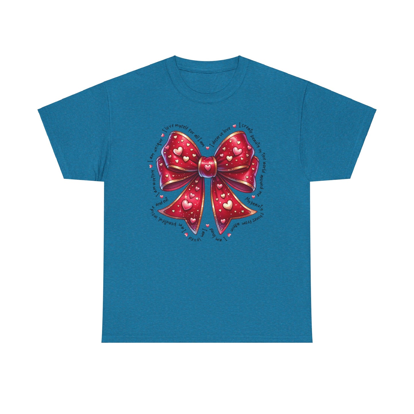 Bow Unisex Heavy Cotton Tee - Valentine's Day, Fun and Inspiring Girly Design