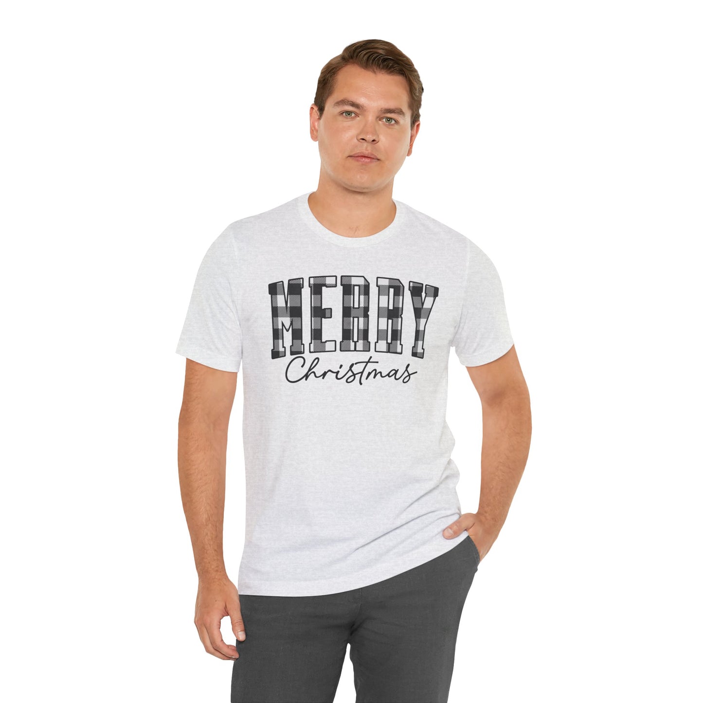 Buffalo plaid Merry Christmas Unisex Jersey Short Sleeve Tee - sizes S - 3X