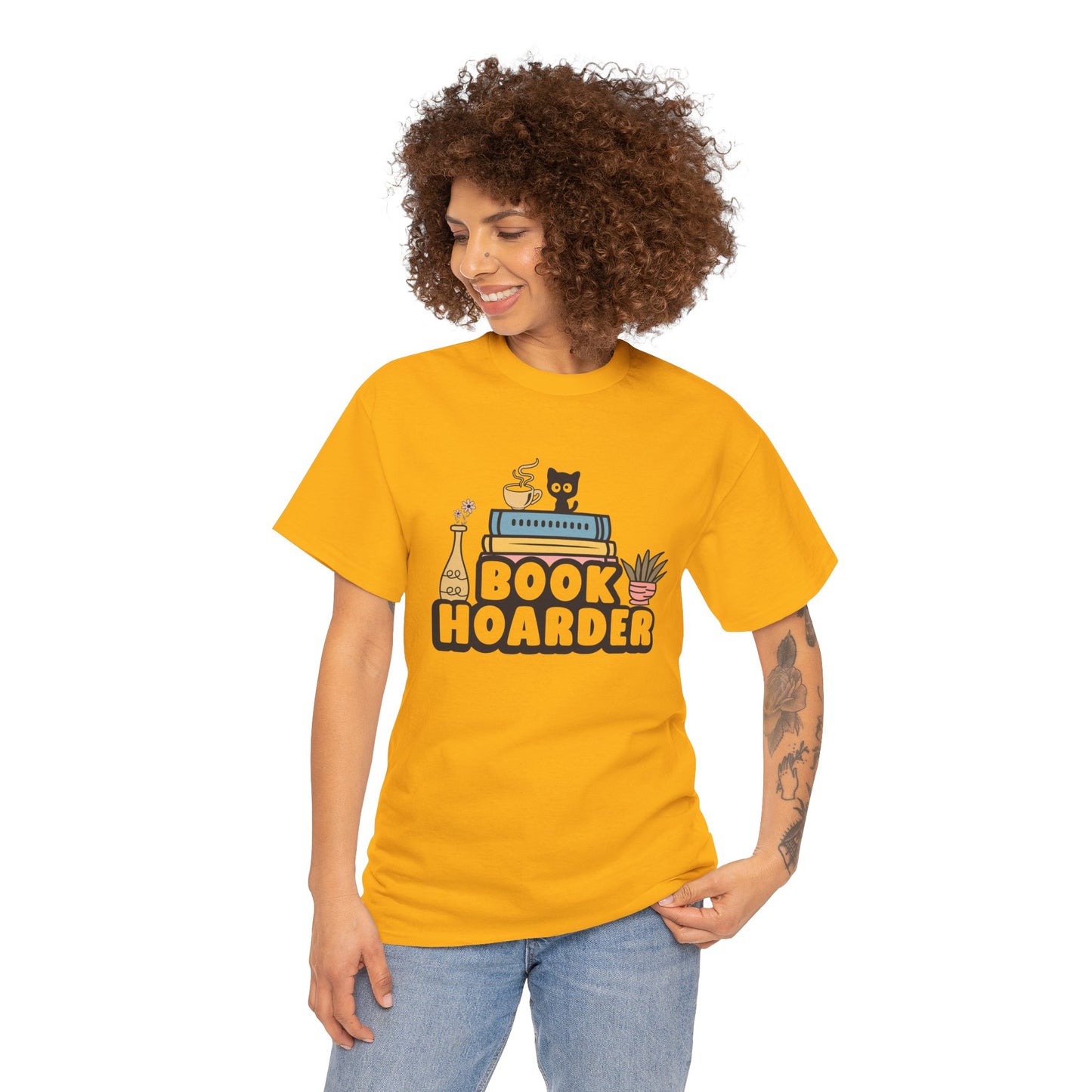 Book Hoarder Unisex Tee - Funny Cat Lover Book Lover Gift - sizes S - 5X