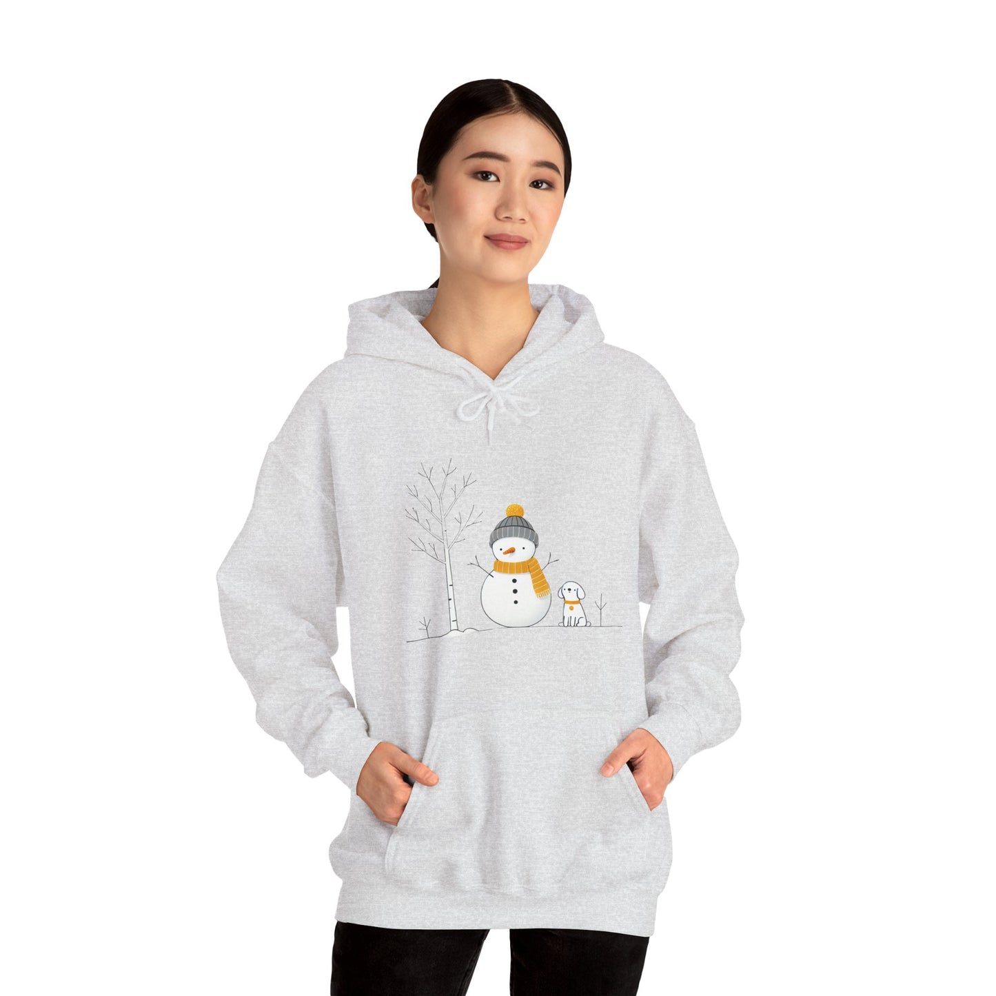 Snowman and dog winter scene Unisex Heavy Blend™ Hooded Sweatshirt - sizes S - 3X