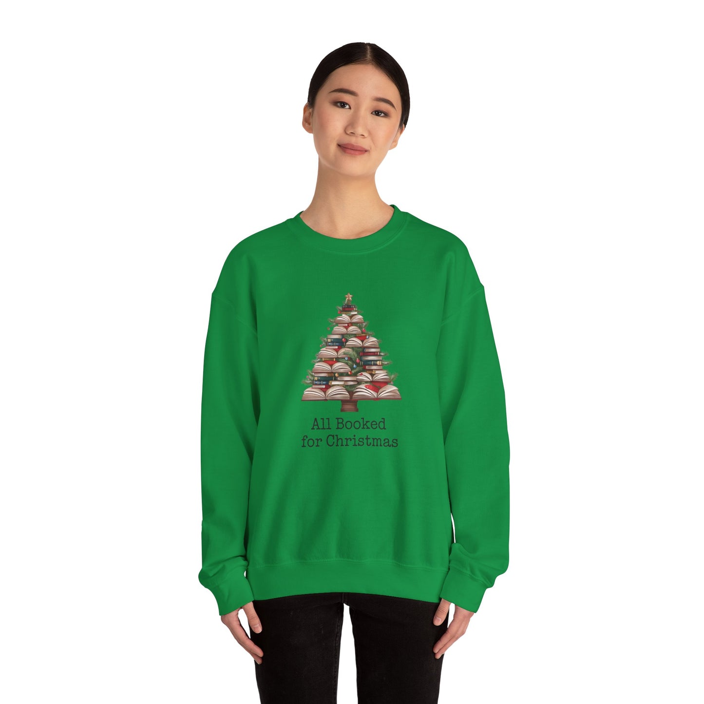 All Booked for Christmas, Book Christmas tree, Unisex Heavy Blend Crewneck Sweatshirt - sizes S - 3X