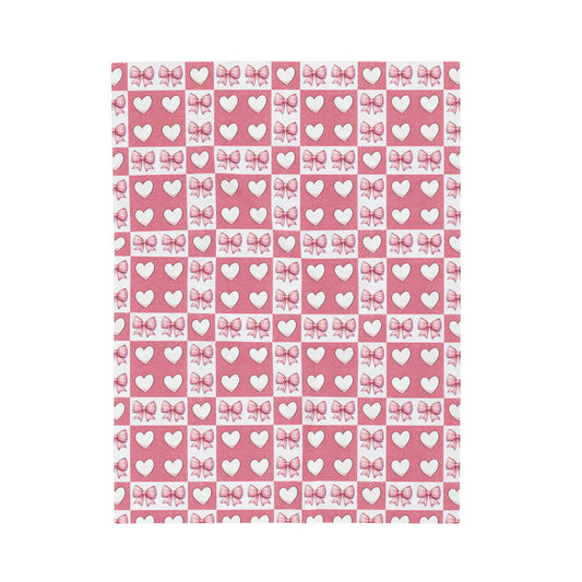 Hearts and Bow Velveteen Plush Blanket