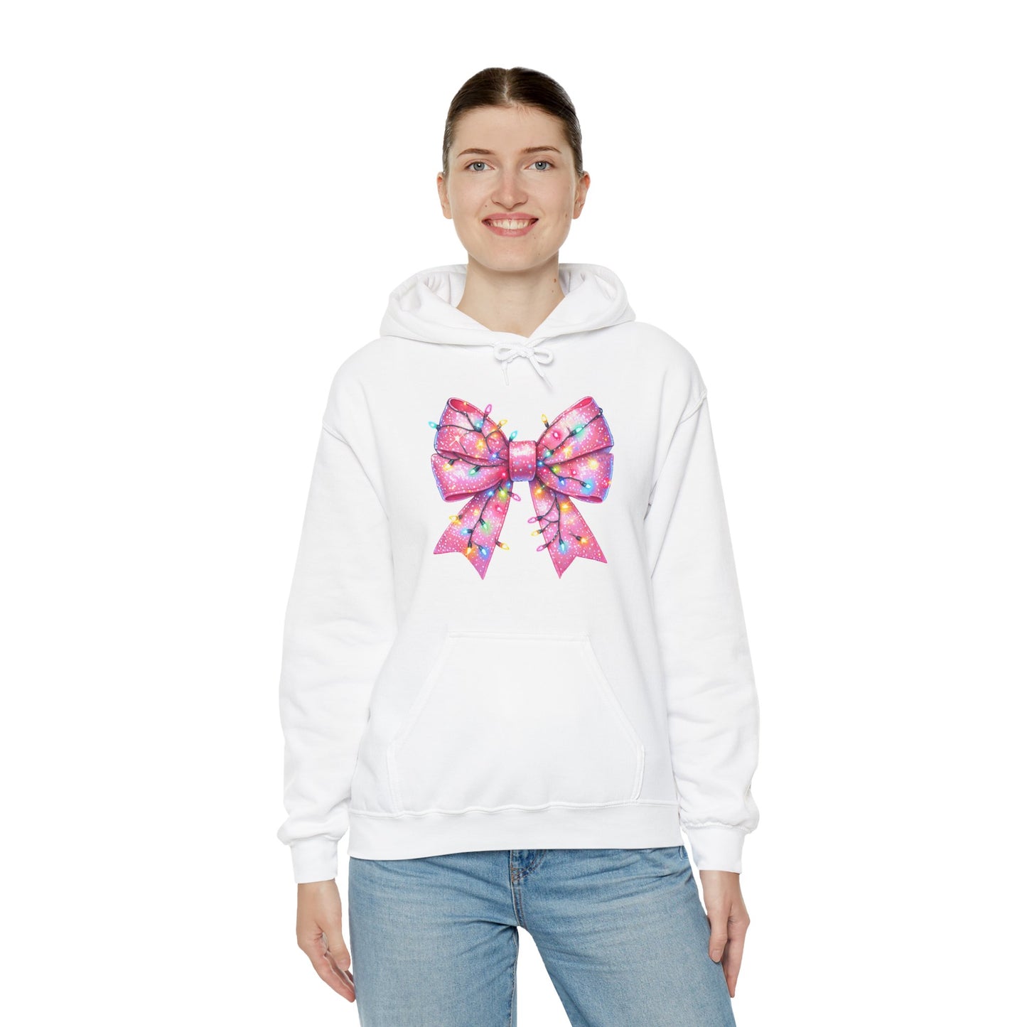 Big Pink Christmas Bow Unisex Heavy Blend™ Hooded Sweatshirt - sizes S - 3X